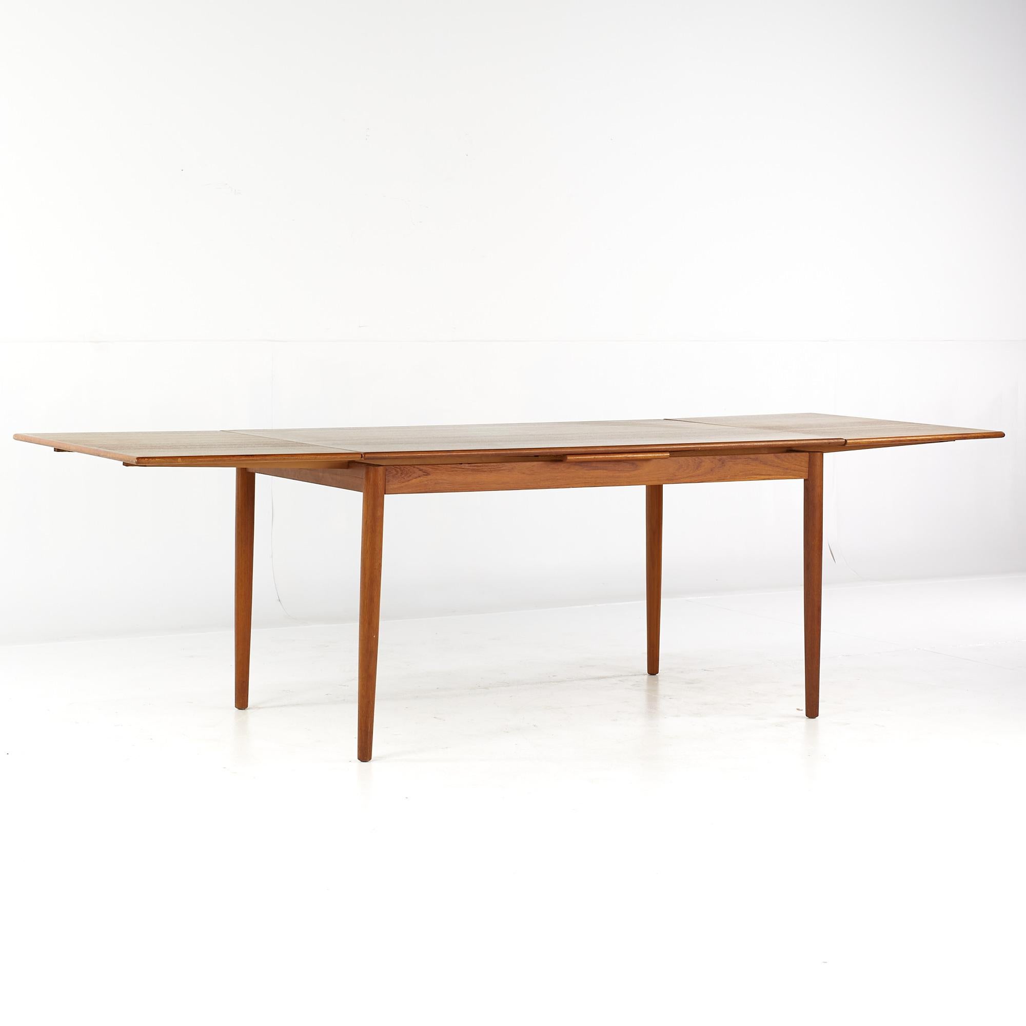 Kurt Ostervig Style Mid Century Teak Hidden Leaf Dining Table For Sale 2