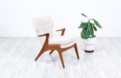 Kurt Ostervig Teak & Boucle Tweed Wing Chair for Rolschau Mobler