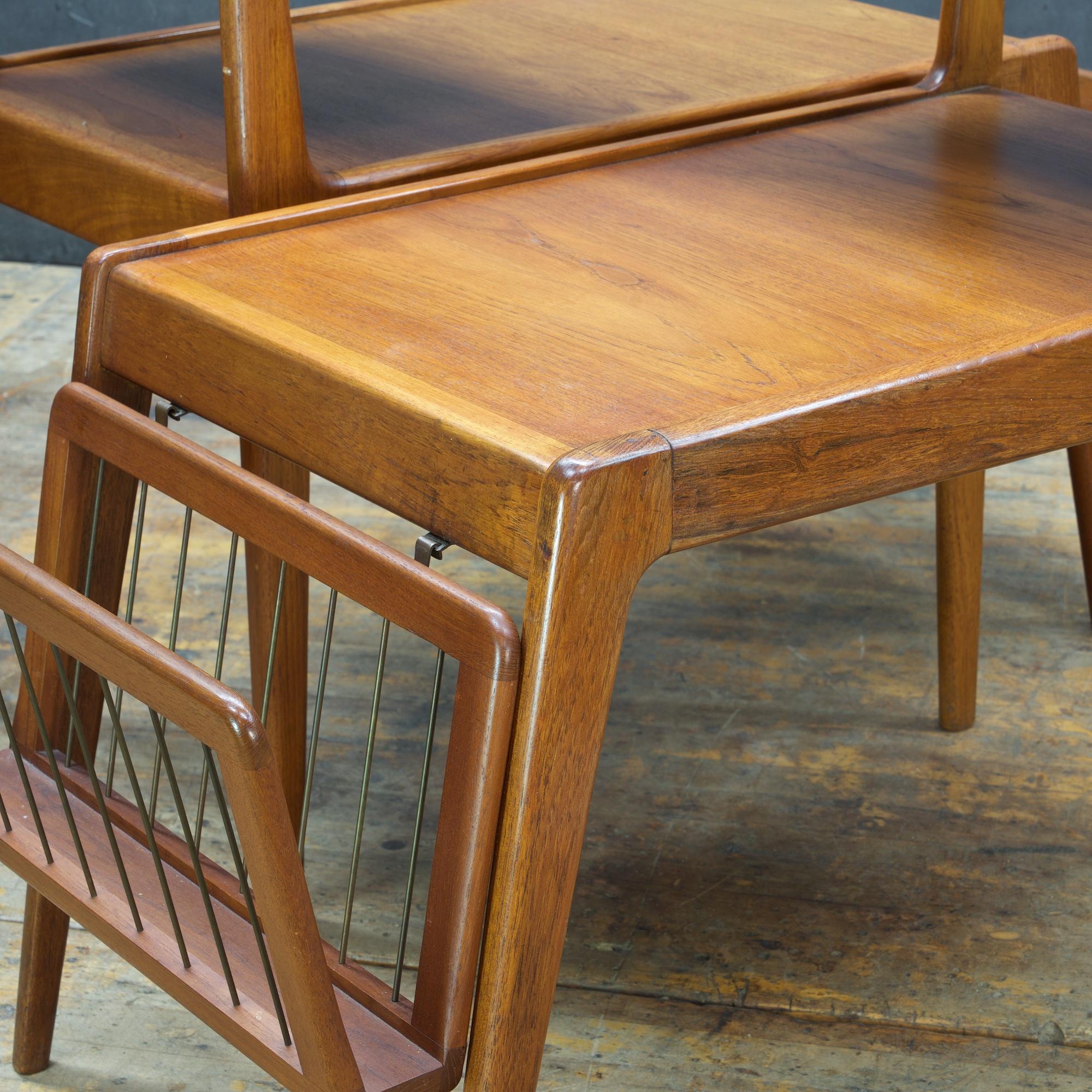 Kurt Ostervig Teak Tiered Danish Tables Brass Magazine Racks Scandinavian Pair 3