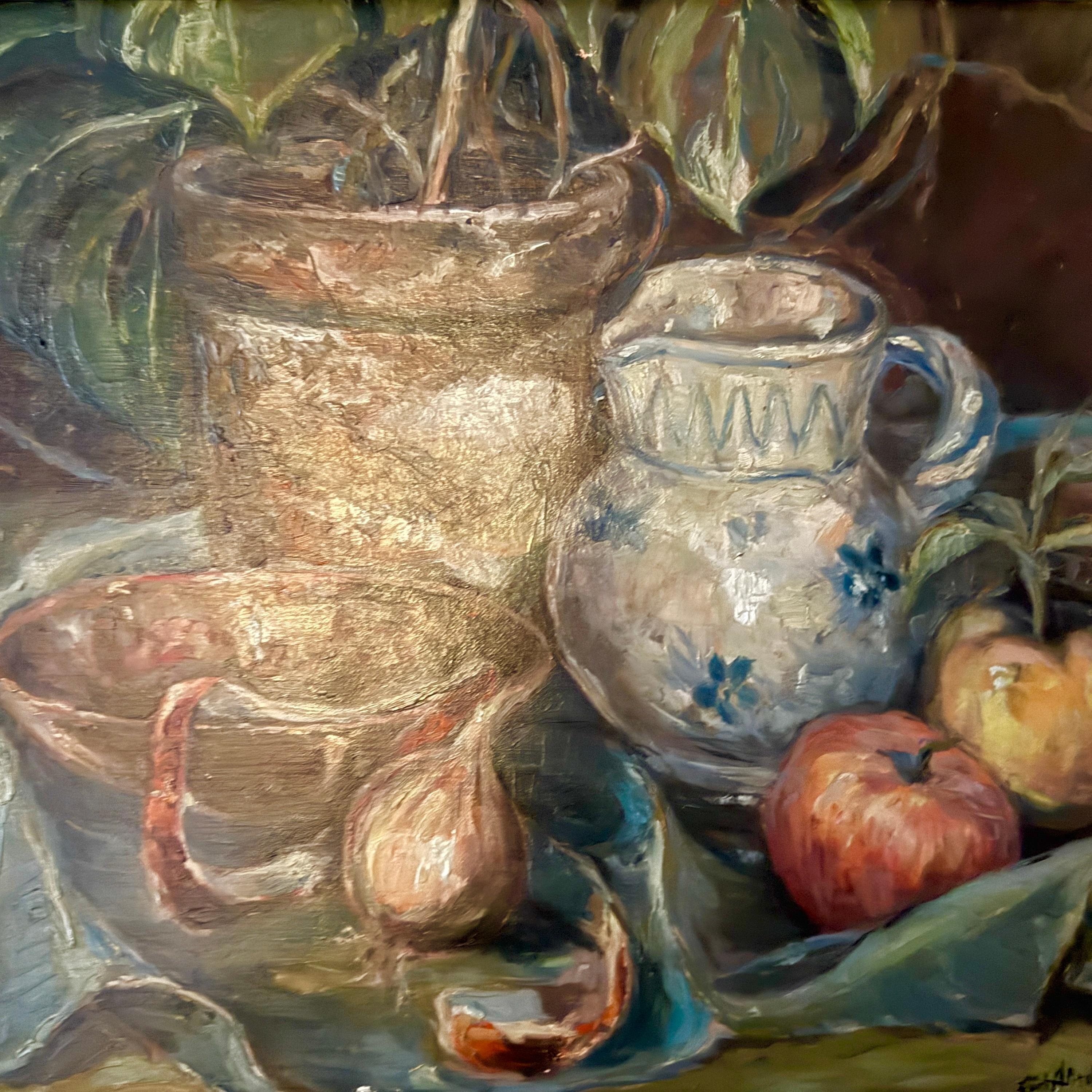 Kurt Schaefer Still Life, Oil on Canvas, Circa 1940, in Art Nouveau Frame en Bueno estado para la venta en Berlin, DE