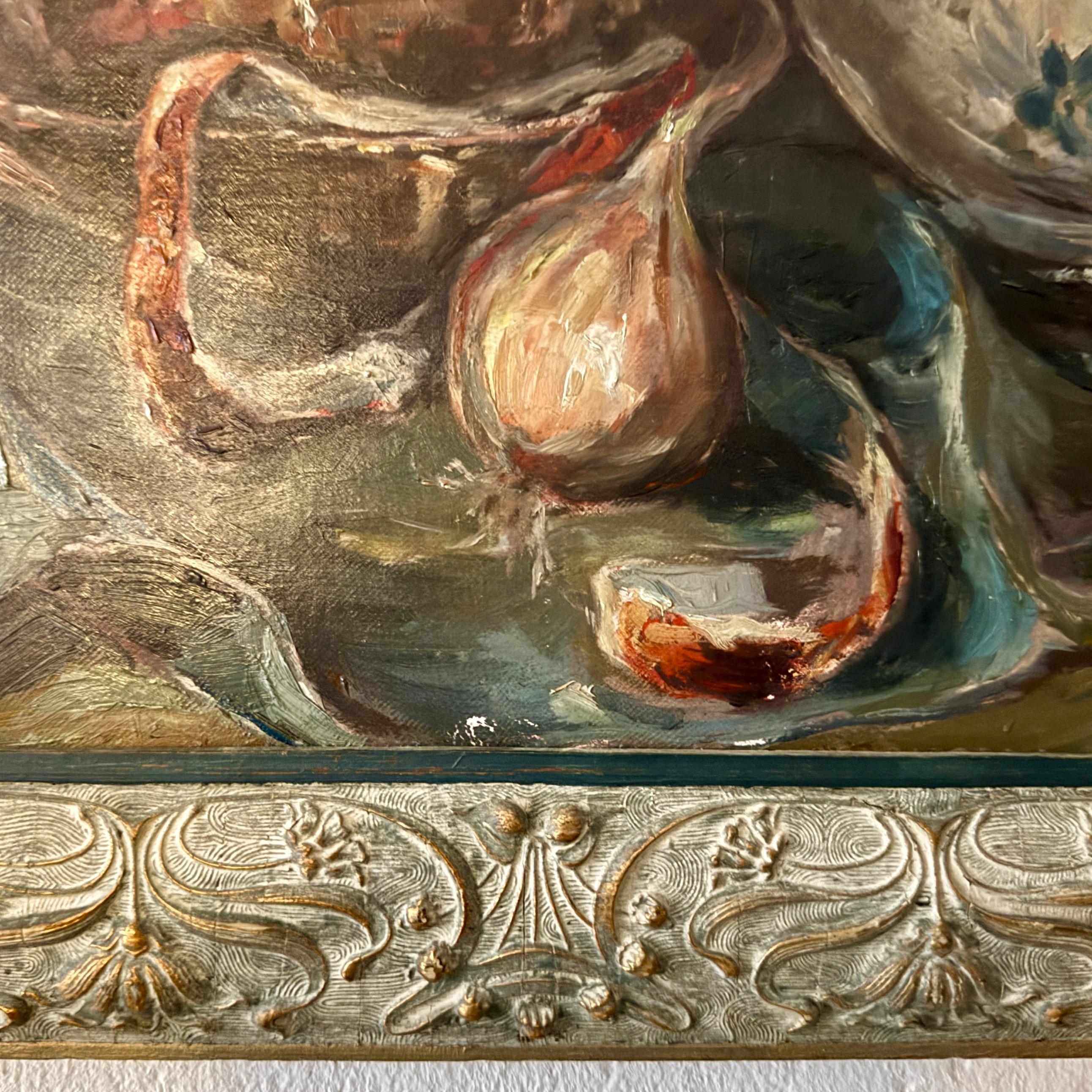 Kurt Schaefer Still Life, Oil on Canvas, Circa 1940, in Art Nouveau Frame Lienzo en venta