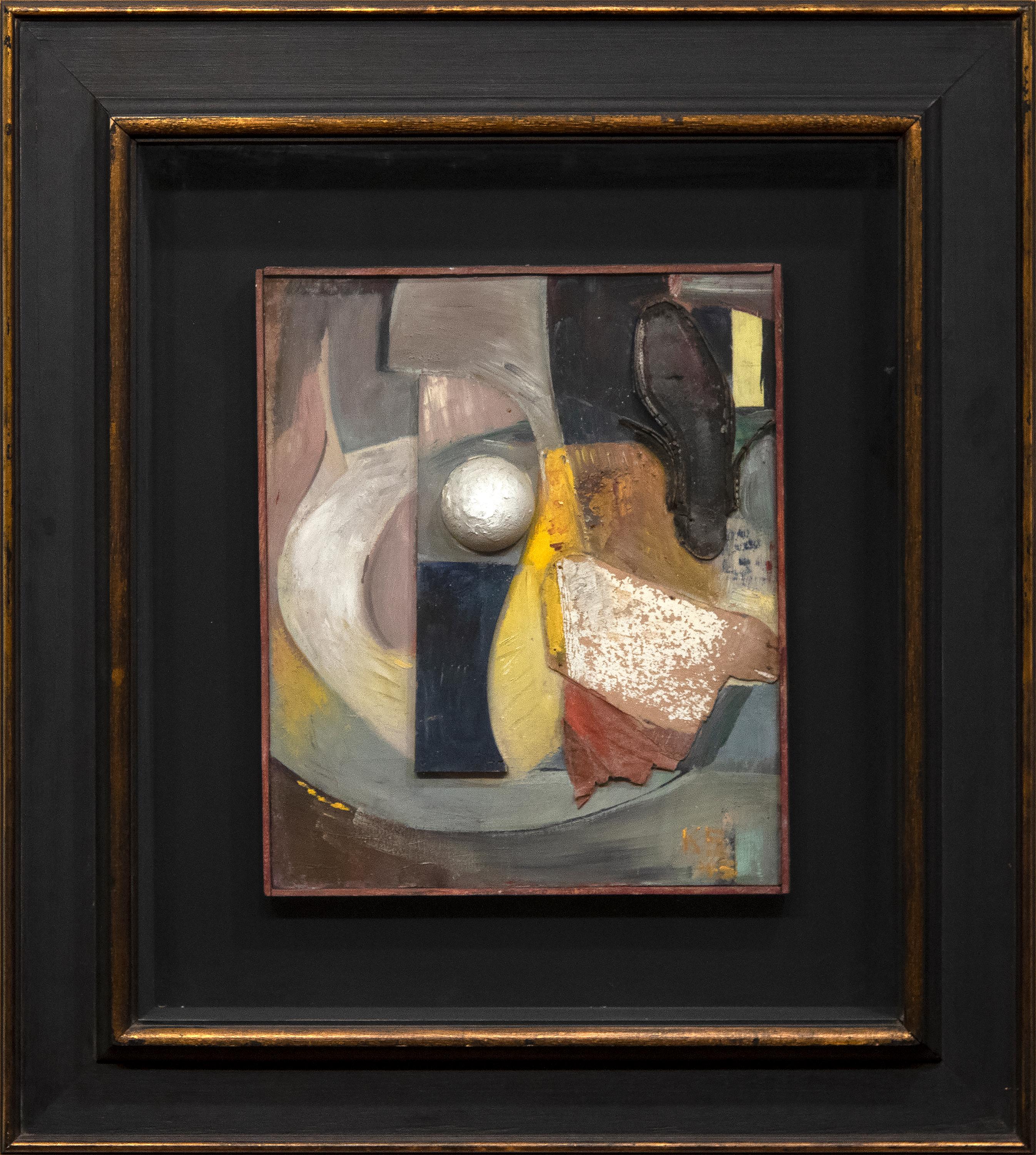 Ohne Titel (Merzbild Mit Schuhsohle) (Senza titolo (Immagine di Merz con suola di scarpa)) - Mixed Media Art Dopoguerra di Kurt Schwitters