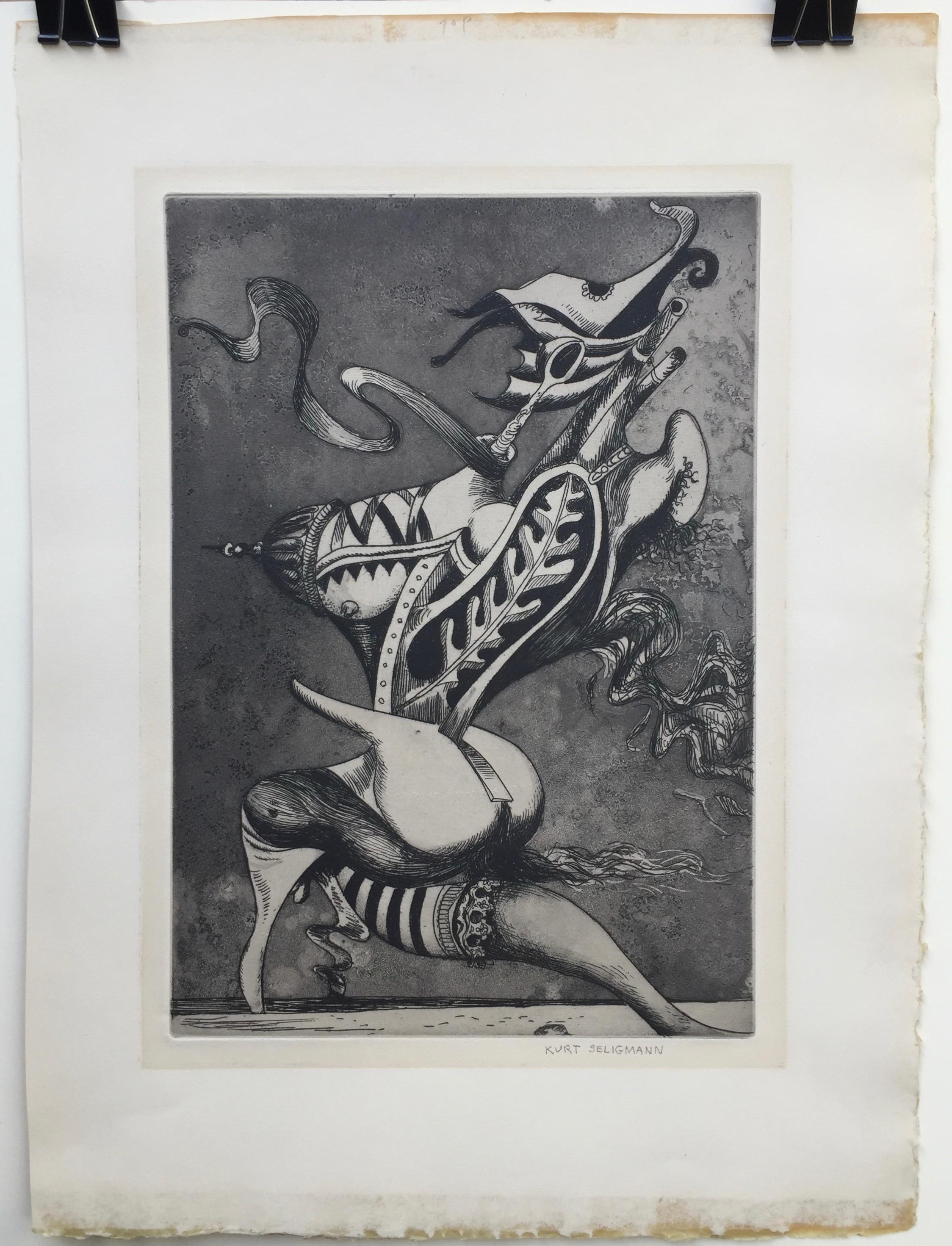  LA SORCIERE - (Die Witze) (Grau), Abstract Print, von Kurt Seligmann