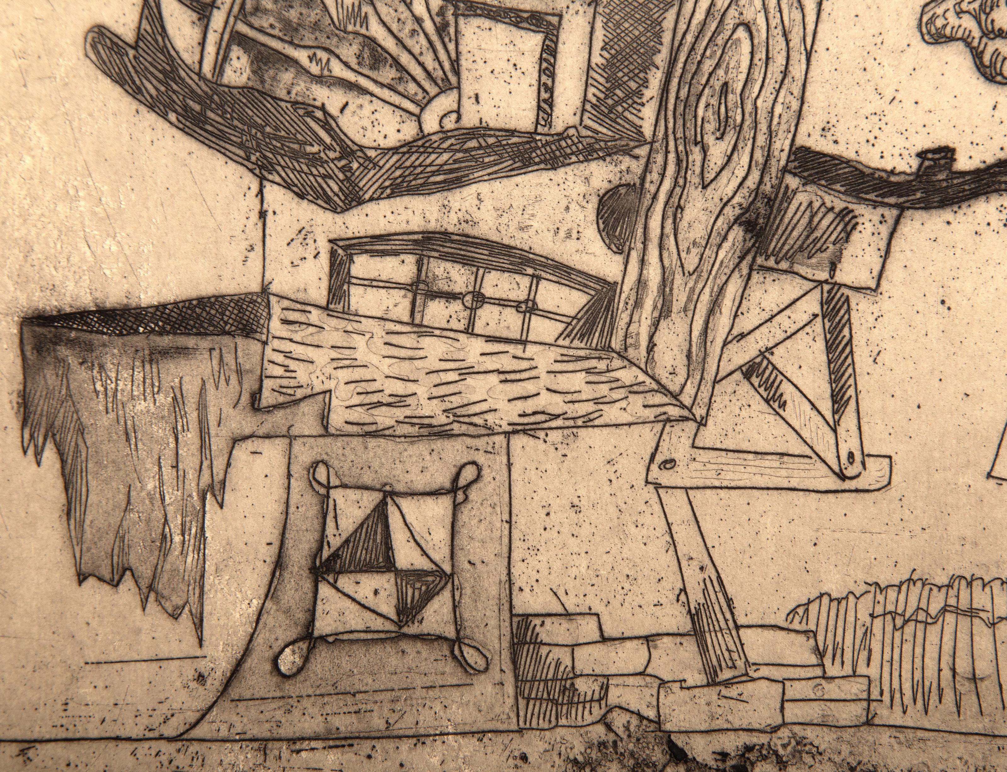 Cardiaques Protuberances, gravure surréaliste de Kurt Seligmann en vente 1
