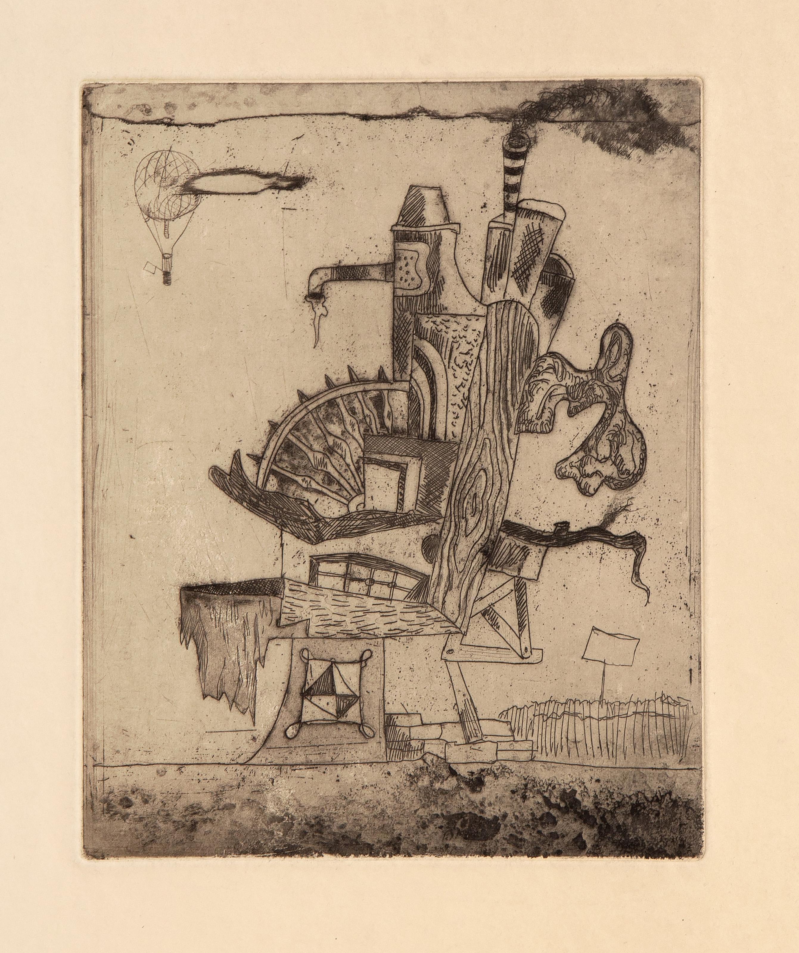  Kurt Seligmann, Américain d'origine suisse (1900 - 1962) -  Protubérances Cardiaques, Médium : Gravure sur papier vélin, Taille de l'image : 8.75 x 7 pouces, Dimensions : 19.75 x 14.75 in. (50.17 x 37.47 cm), Description : Provenant de la