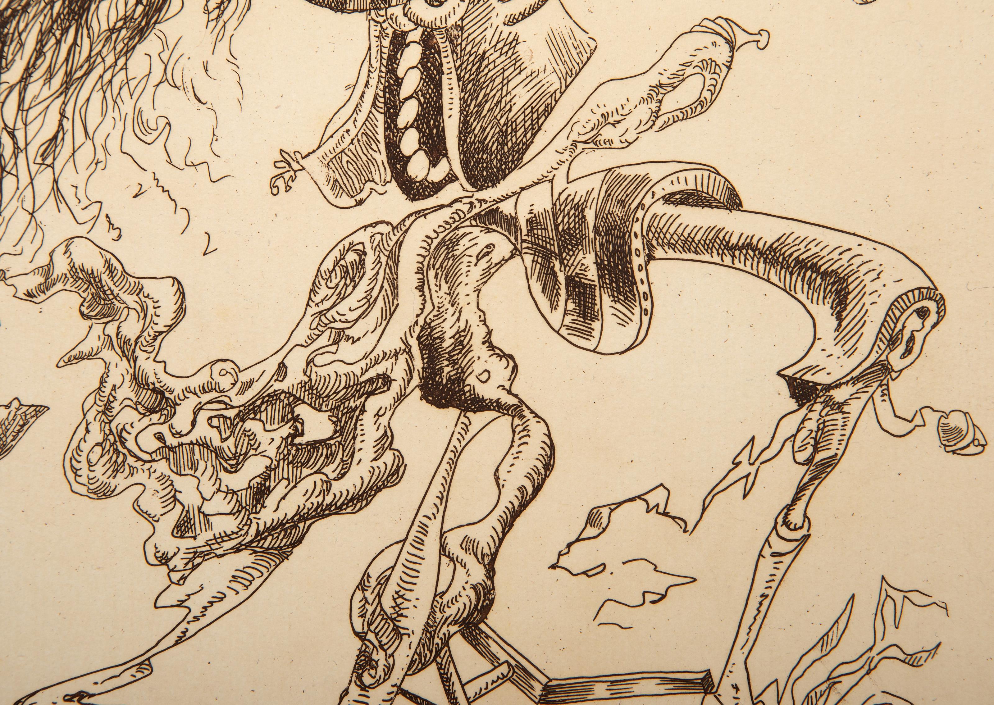 Une Ecriture Lisible IV , Surrealist Etching by Kurt Seligmann For Sale 1