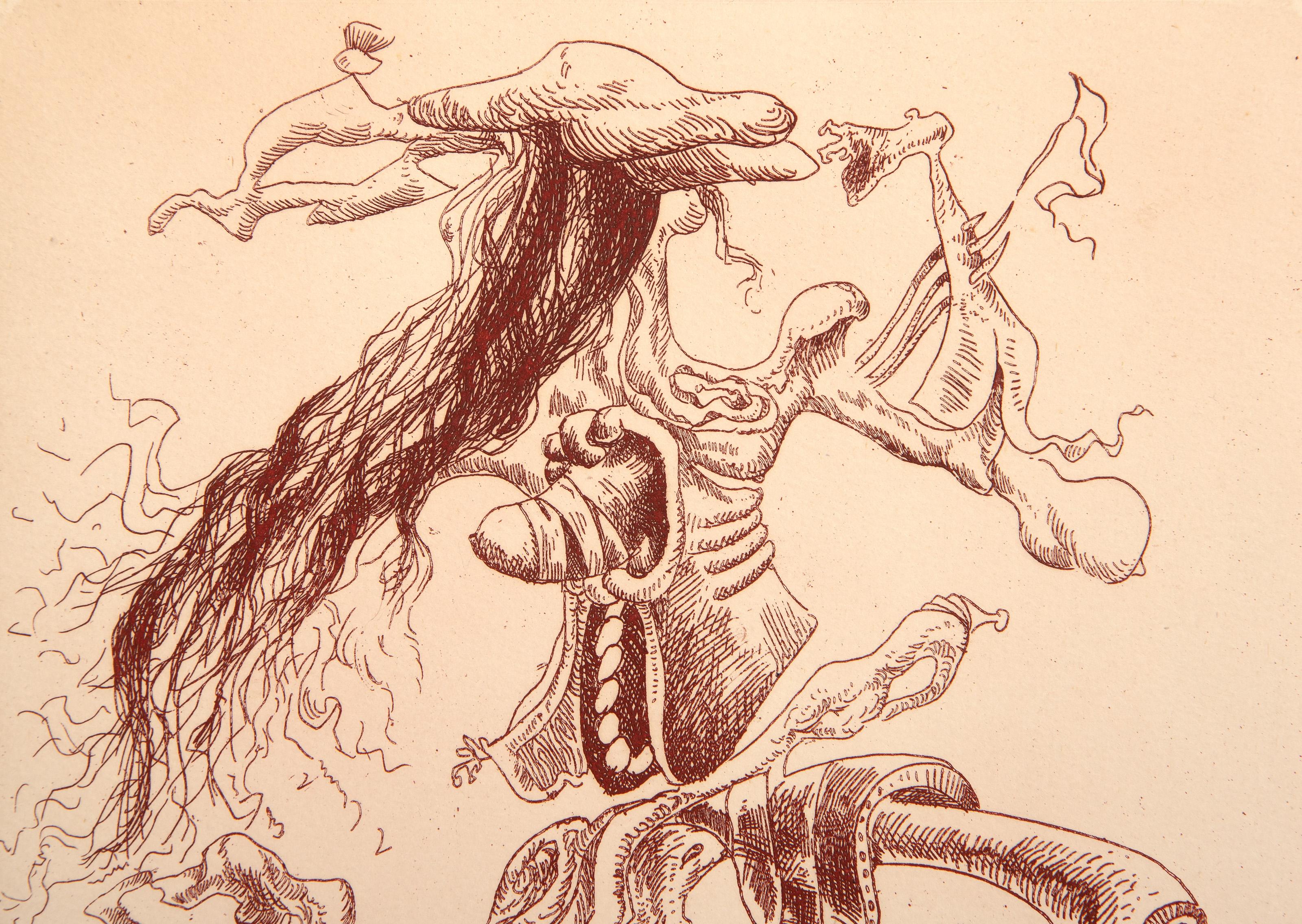 Une Ecriture Lisible, Surrealist Etching by Kurt Seligmann For Sale 2