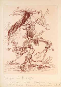 Une Ecriture Lisible, acquaforte surrealista di Kurt Seligmann