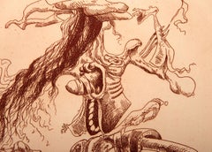 Une Ecriture Lisible V, Surrealistische Radierung von Kurt Seligmann