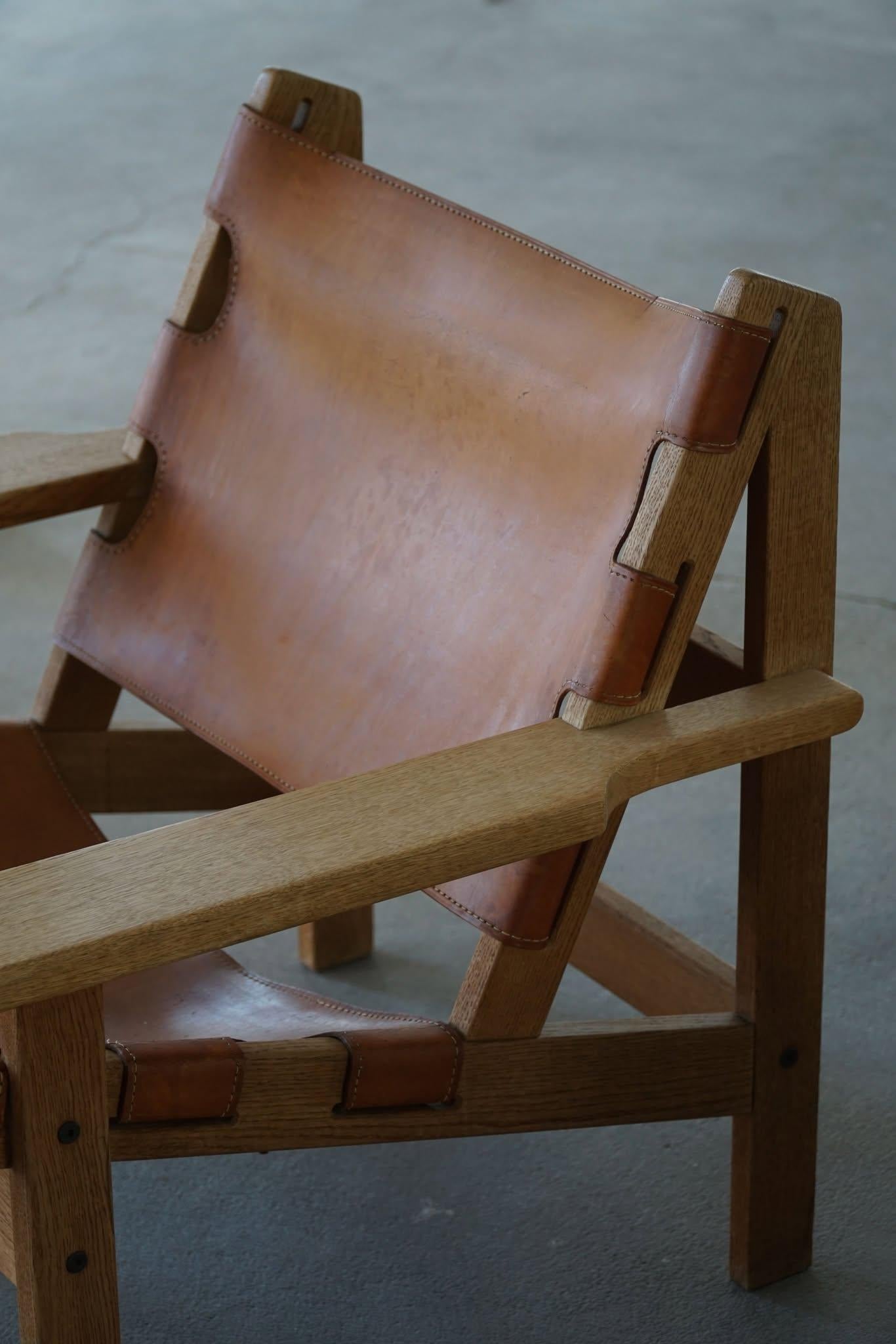 Kurt Østervig, Ein Paar Jagdstühle aus Eiche und Leder, Danish Modern, 1960er Jahre im Angebot 12