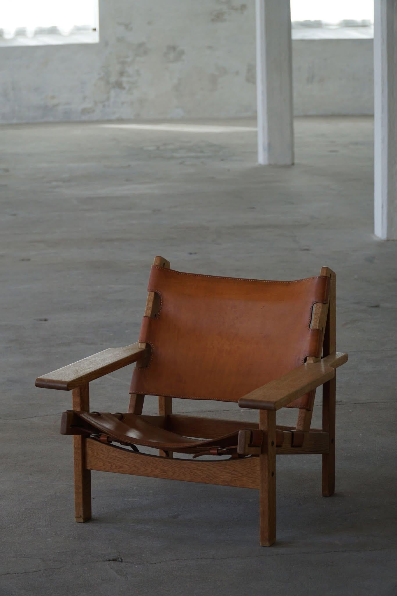 Kurt Østervig, Ein Paar Jagdstühle aus Eiche und Leder, Danish Modern, 1960er Jahre im Angebot 14