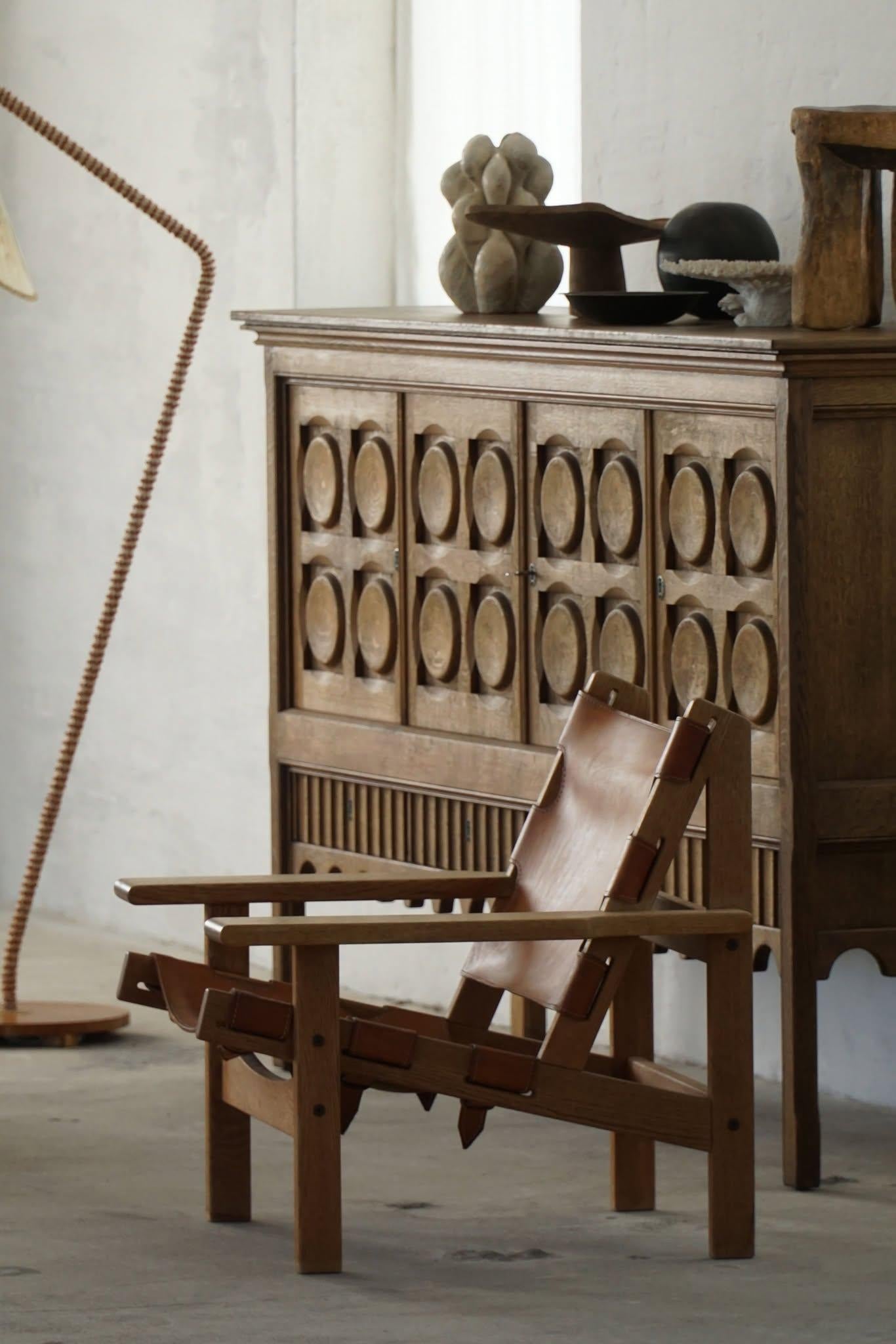 Kurt Østervig, Ein Paar Jagdstühle aus Eiche und Leder, Danish Modern, 1960er Jahre im Angebot 1
