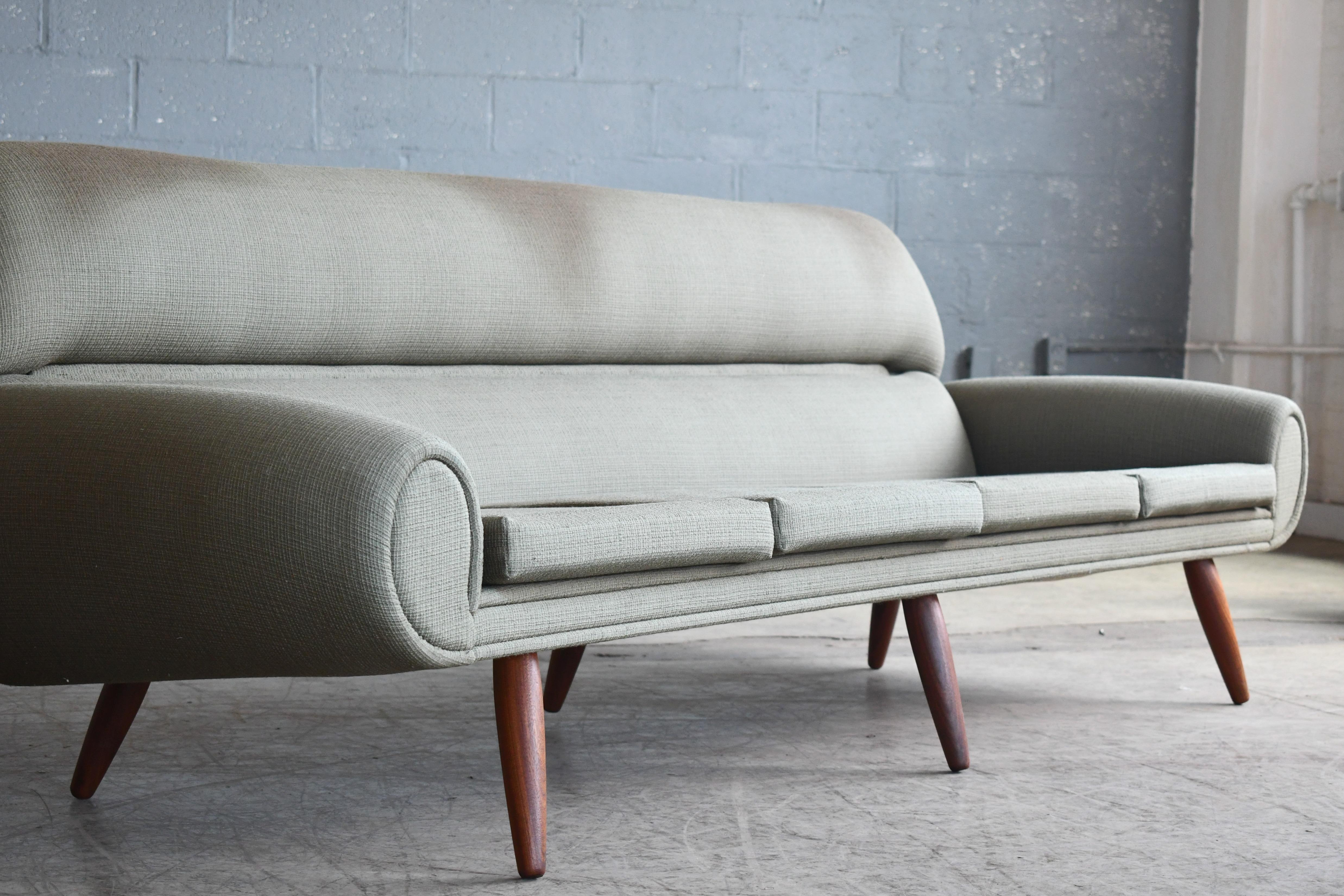 Mid-20th Century Kurt Østervig Attributed Large Danish Four-Seat Sofa, 1960s For Sale