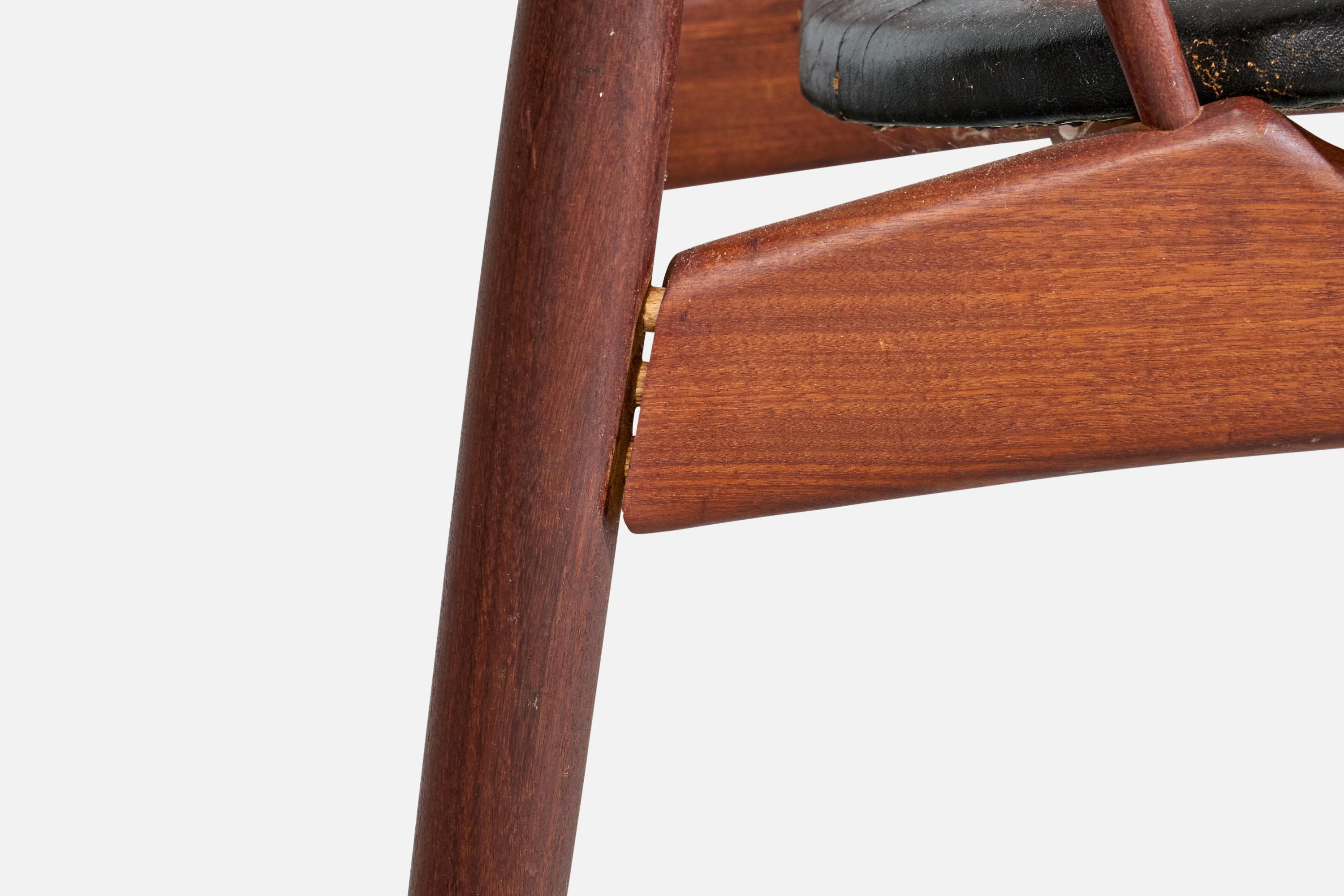 Kurt Østervig Attribution, chaises de salle à manger, teck, cuir, Danemark, années 1960 en vente 5