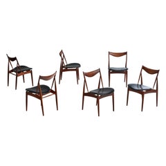 Kurt Østervig Attribution, Dining Room Chairs, Teak, Leather, Denmark, 1960s