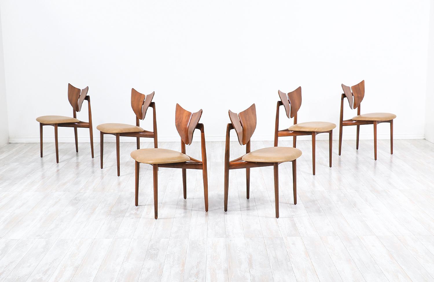 Mid-Century Modern Kurt Østervig Butterfly Walnut & Leather Dining Chairs for Brande Møbelindustri