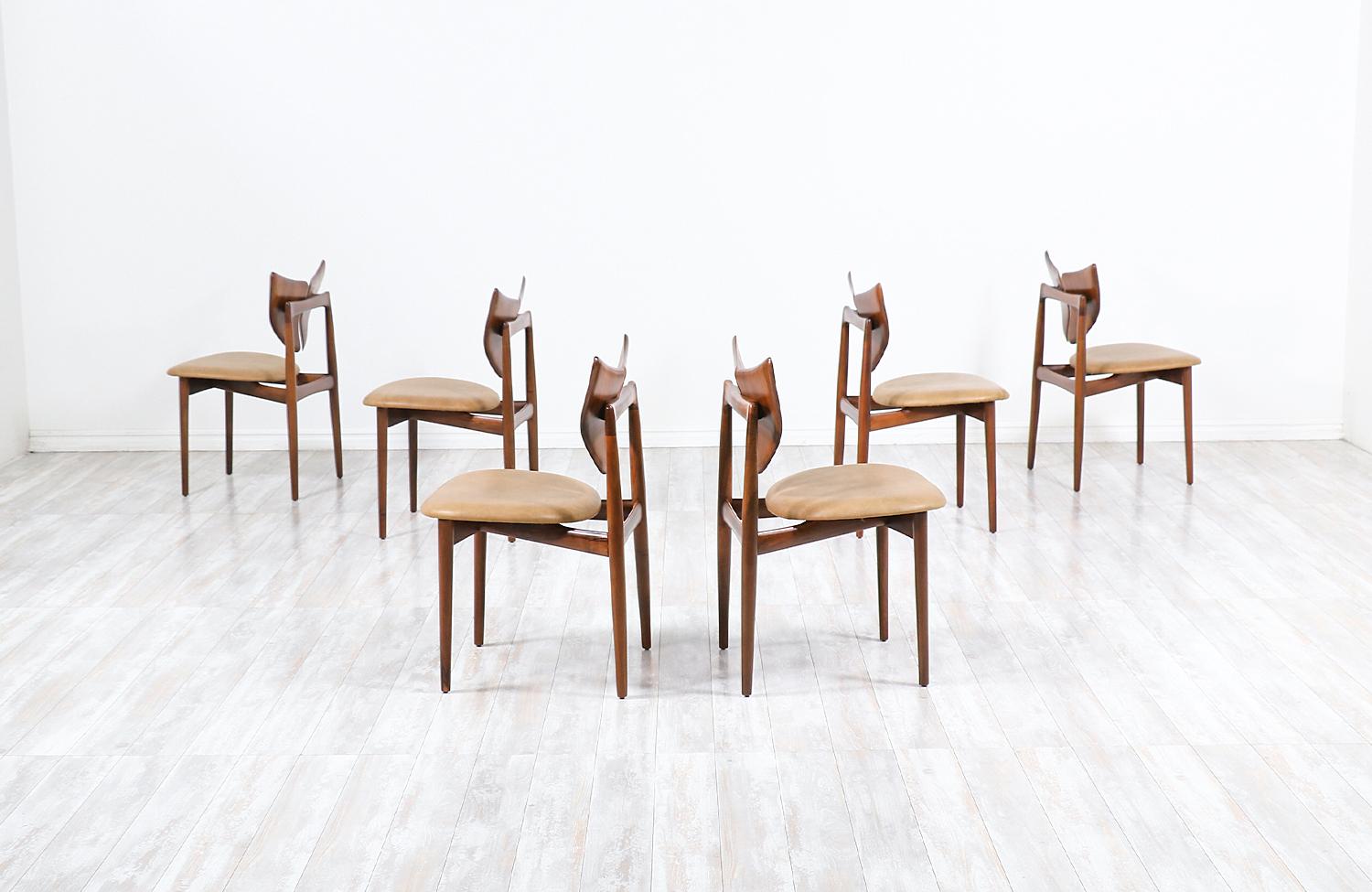 Danish Kurt Østervig Butterfly Walnut & Leather Dining Chairs for Brande Møbelindustri