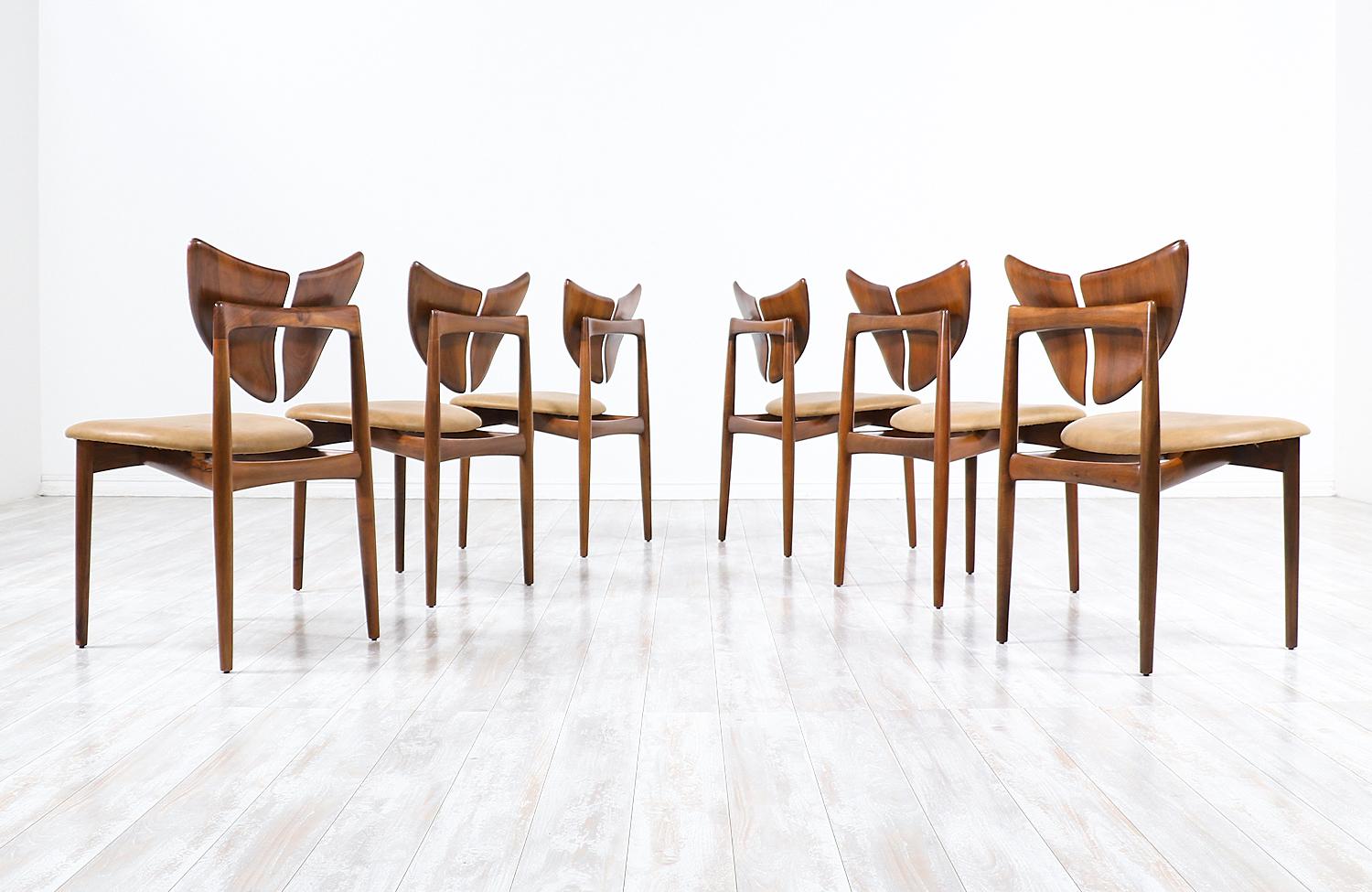 Kurt Østervig Butterfly Walnut & Leather Dining Chairs for Brande Møbelindustri In Excellent Condition In Los Angeles, CA