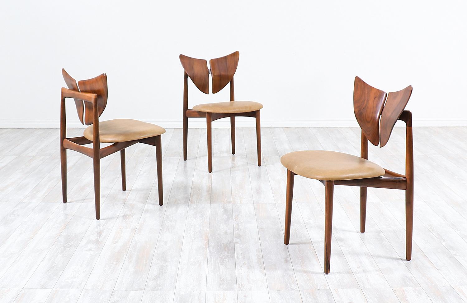 Mid-20th Century Kurt Østervig Butterfly Walnut & Leather Dining Chairs for Brande Møbelindustri