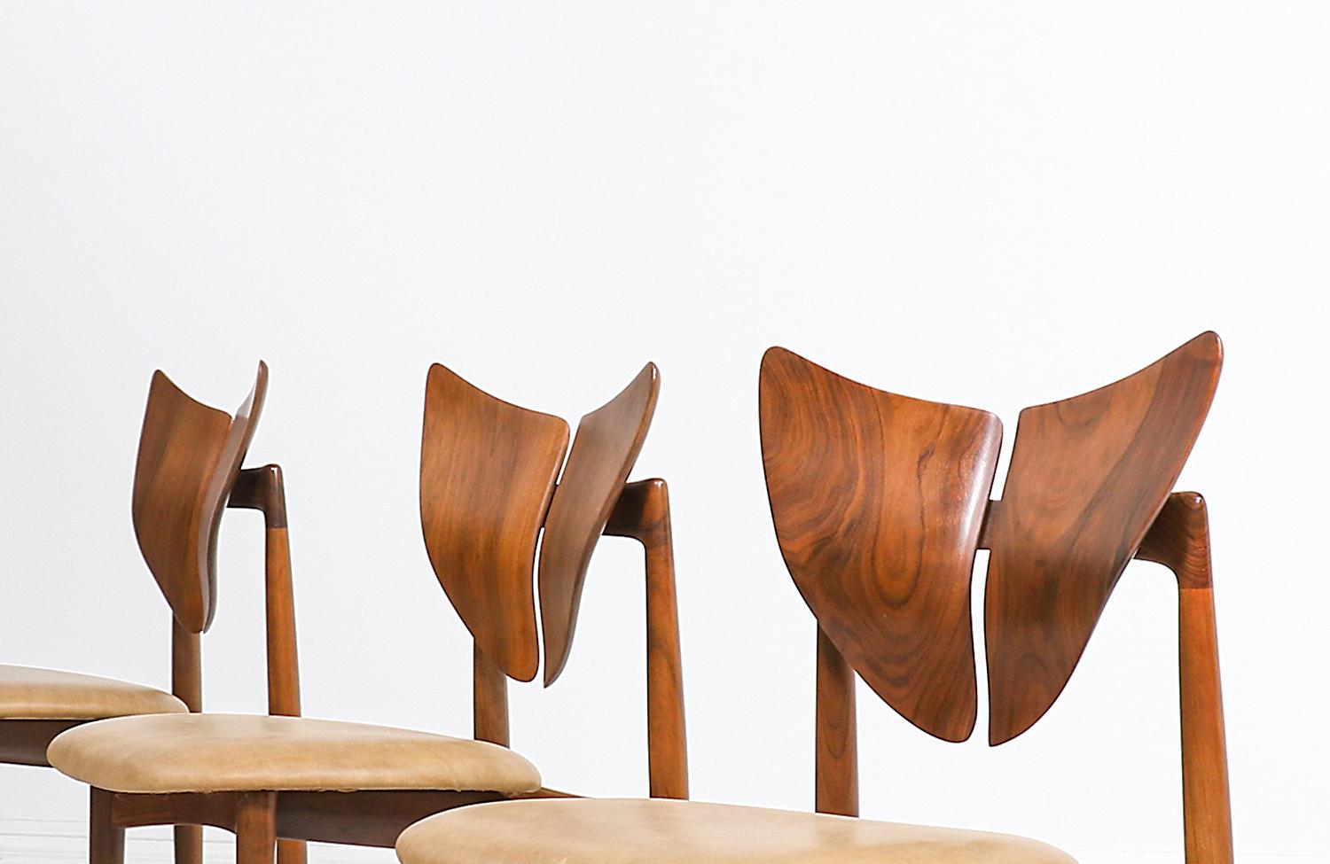 Kurt Østervig Butterfly Walnut & Leather Dining Chairs for Brande Møbelindustri 2
