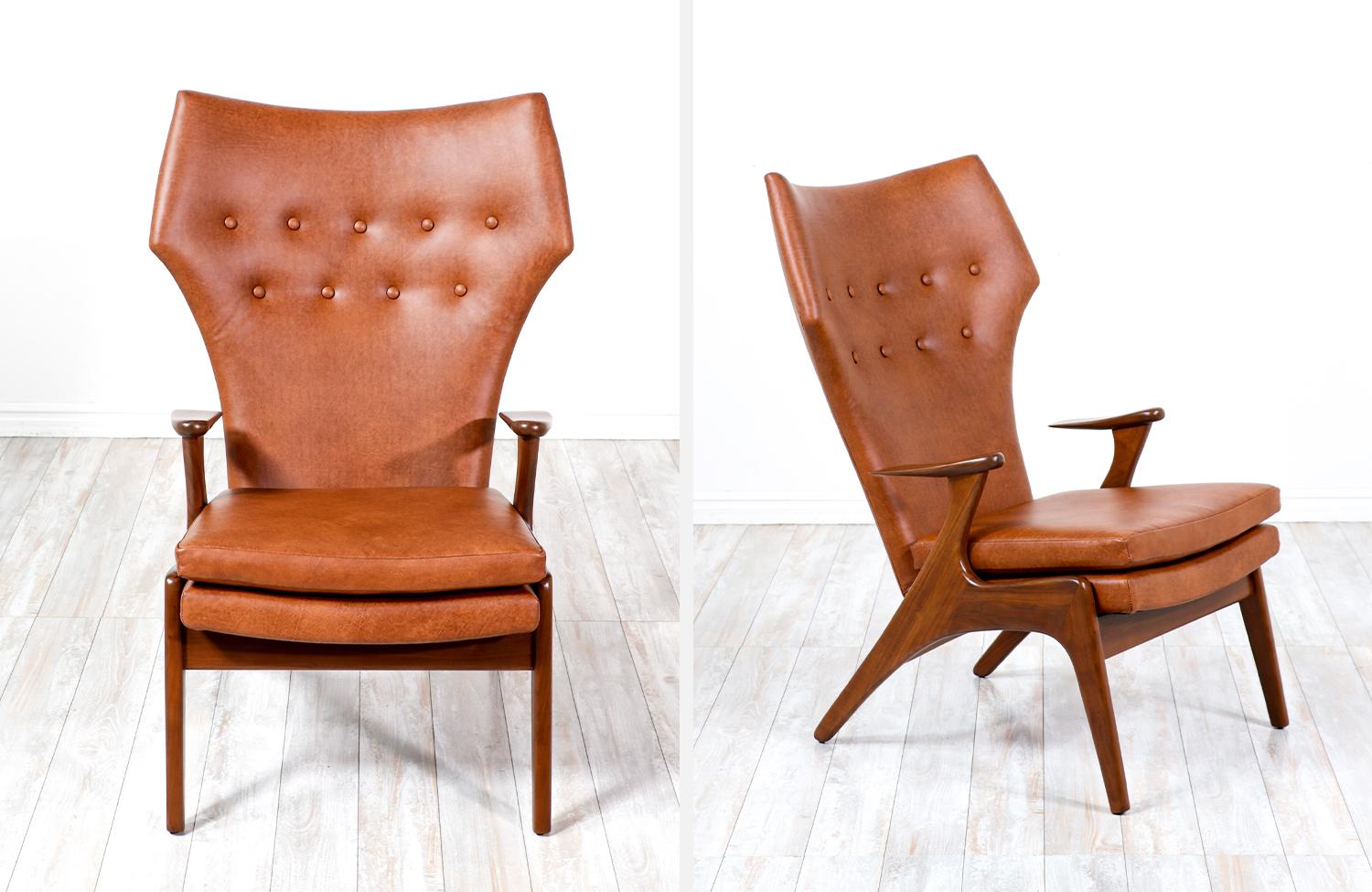 Expertly Restored - Kurt Østervig Cognac Leather Wing Chairs for Rolschau Møbler For Sale 5