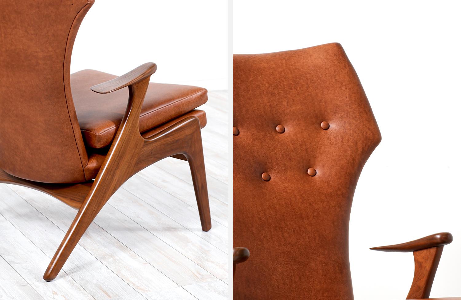 Expertly Restored - Kurt Østervig Cognac Leather Wing Chairs for Rolschau Møbler For Sale 6