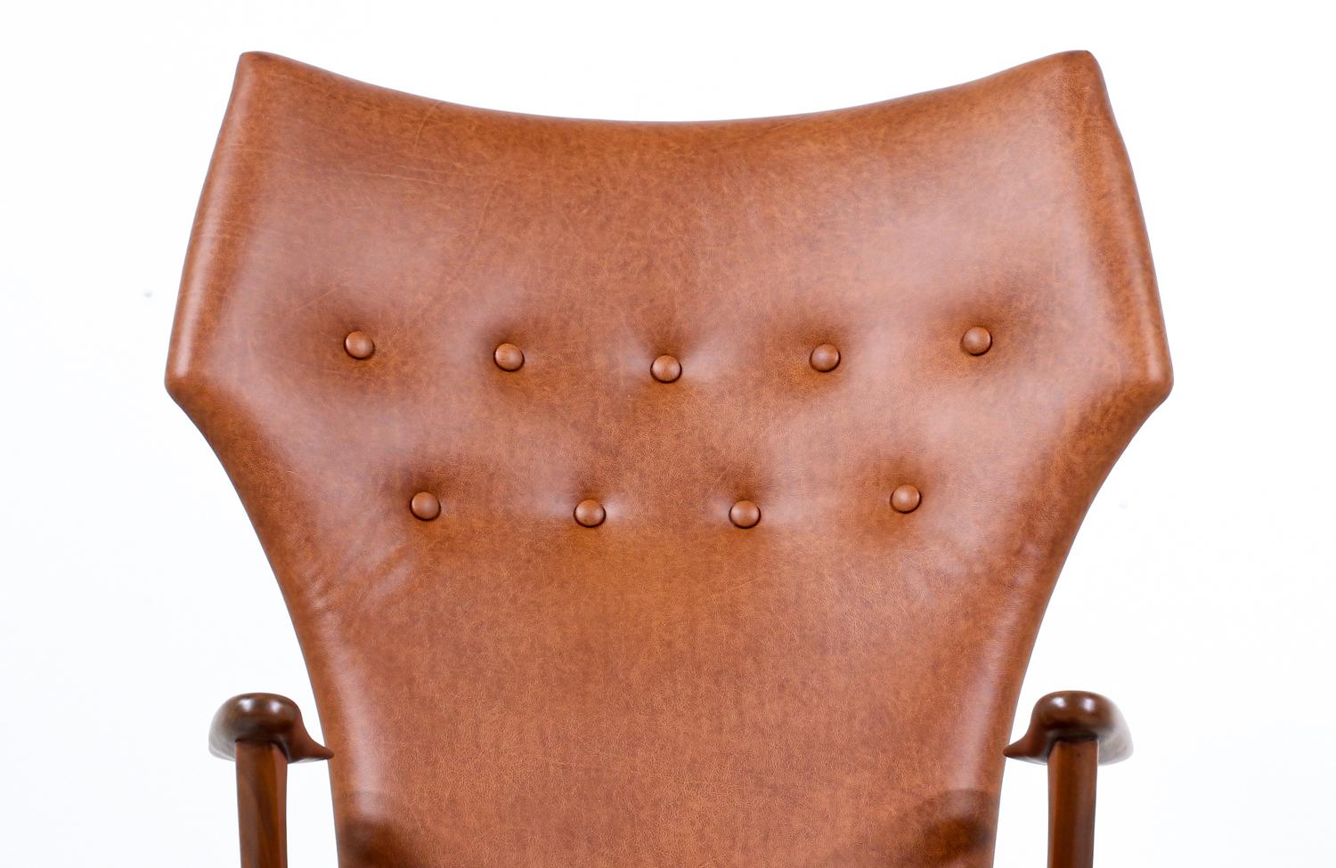 Mid-20th Century Expertly Restored - Kurt Østervig Cognac Leather Wing Chairs for Rolschau Møbler For Sale