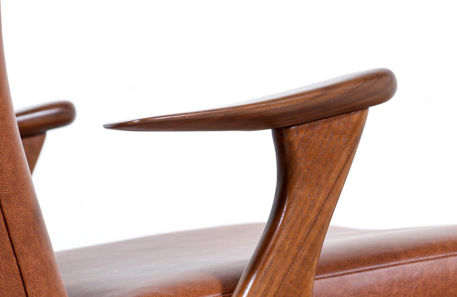 Expertly Restored - Kurt Østervig Cognac Leather Wing Chairs for Rolschau Møbler For Sale 2
