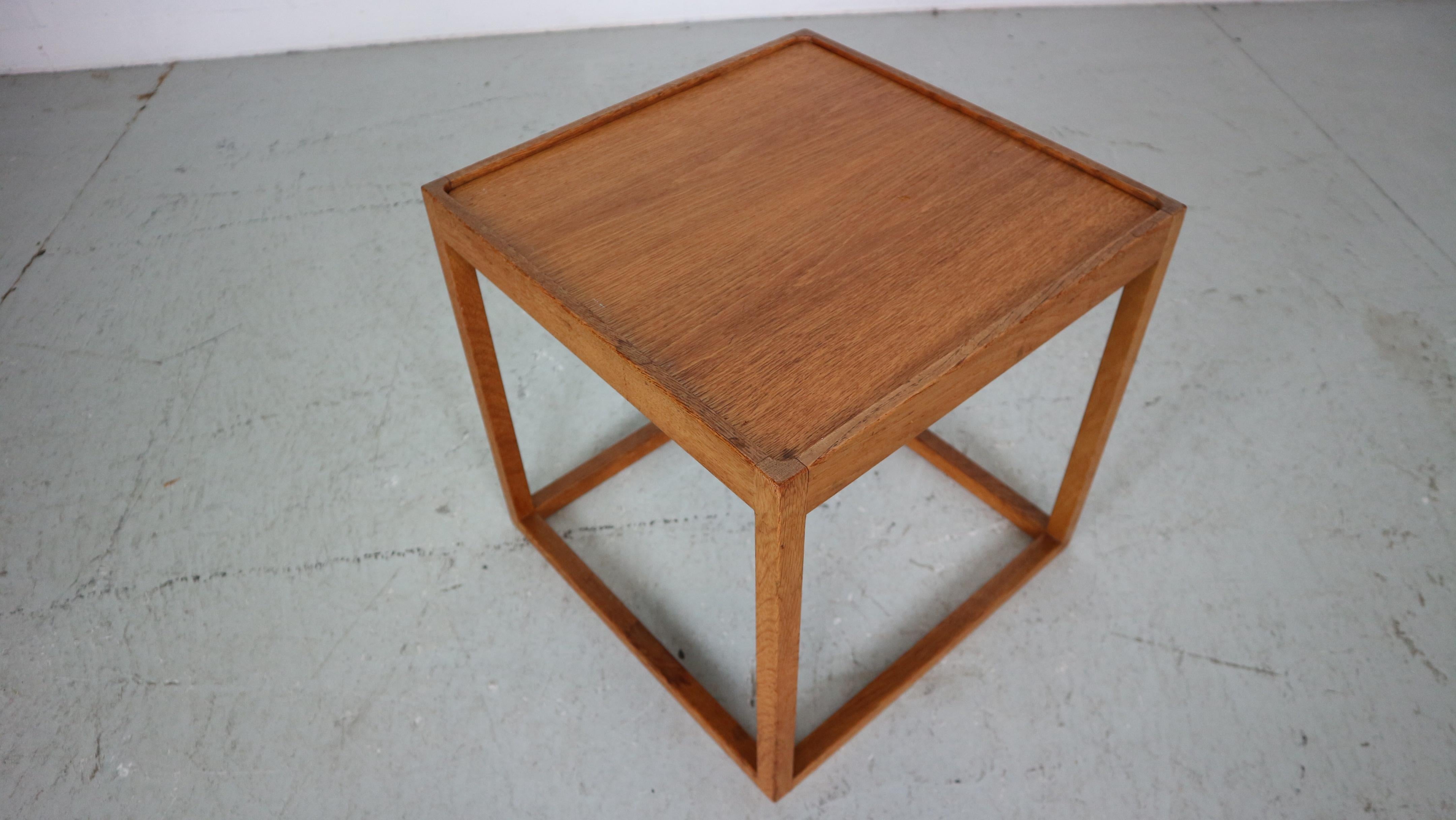 Kurt Østervig Cube Side Table in Oak and Teak by Børge Bak, Denmark, 1950s 1