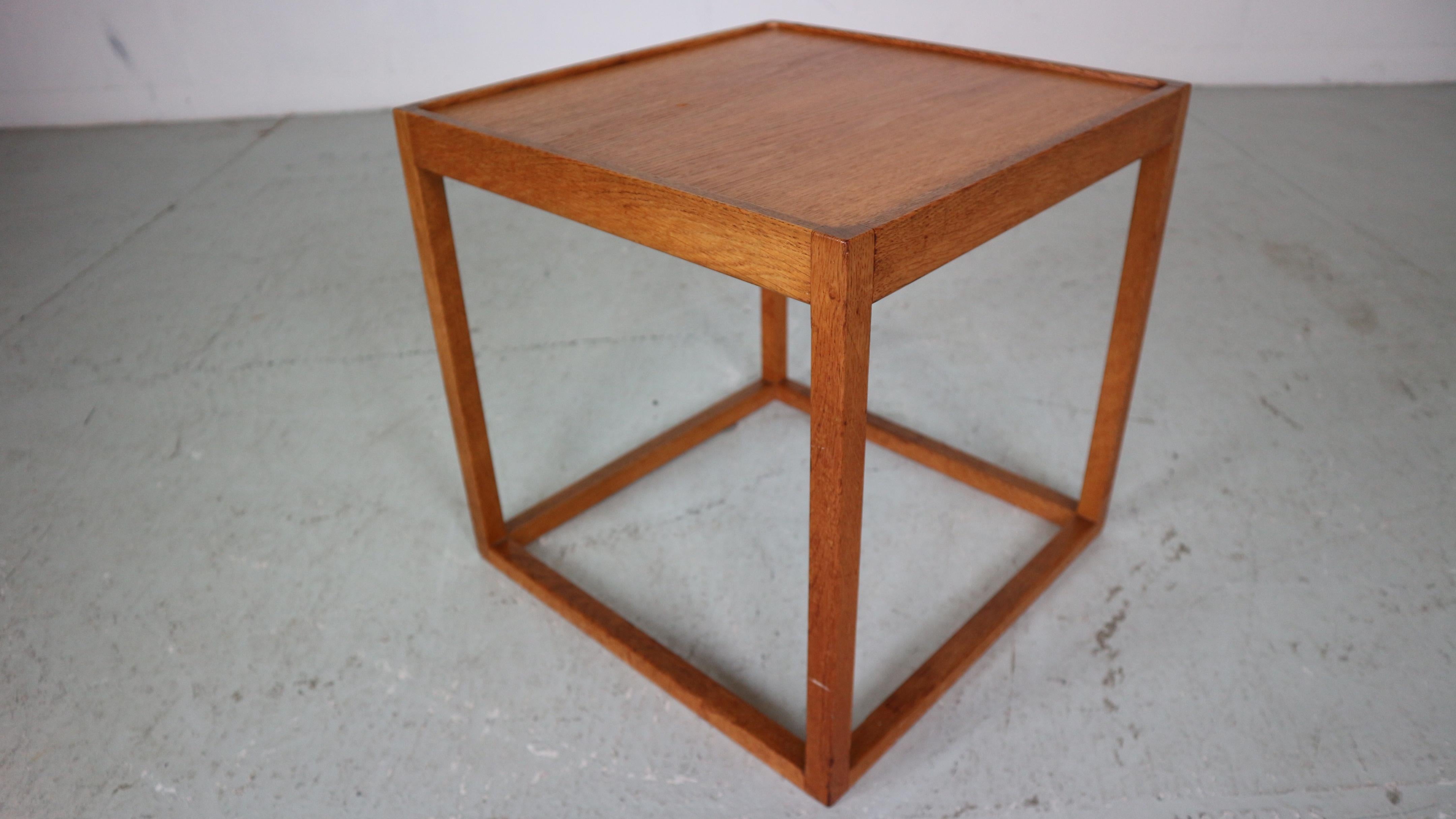 Kurt Østervig Cube Side Table in Oak and Teak by Børge Bak, Denmark, 1950s 3