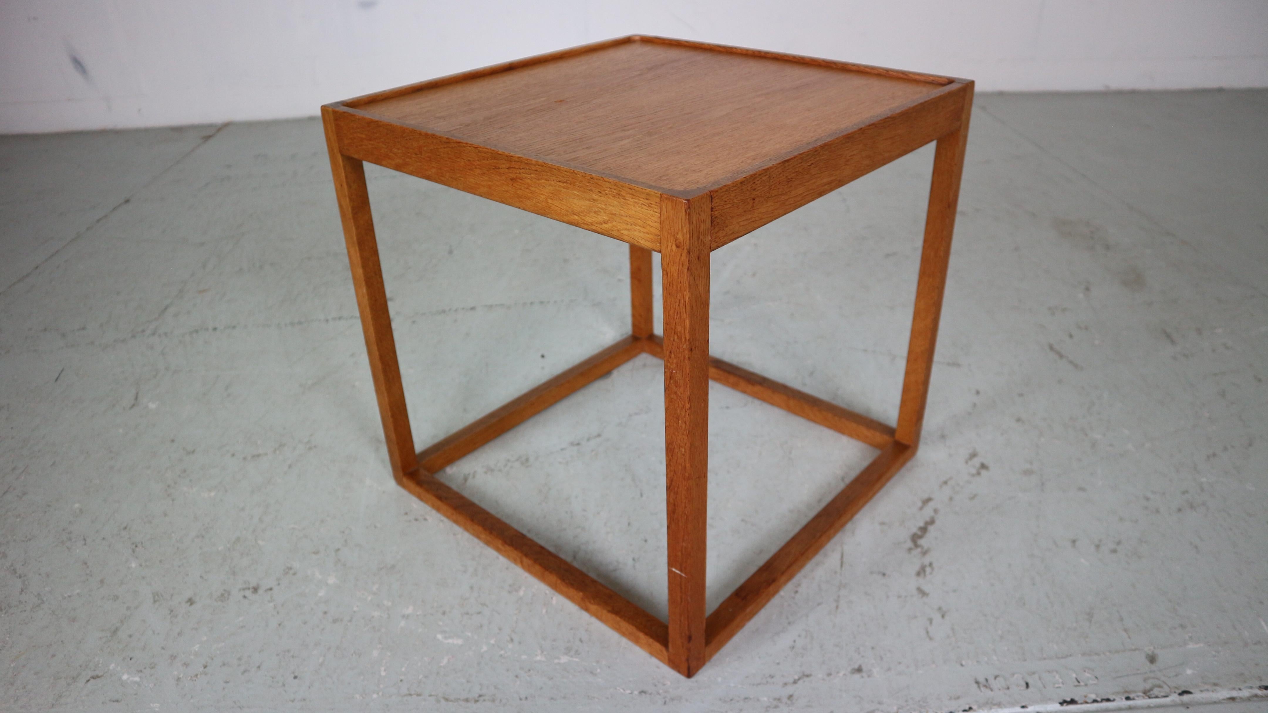 Kurt Østervig Cube Side Table in Oak and Teak by Børge Bak, Denmark, 1950s 4
