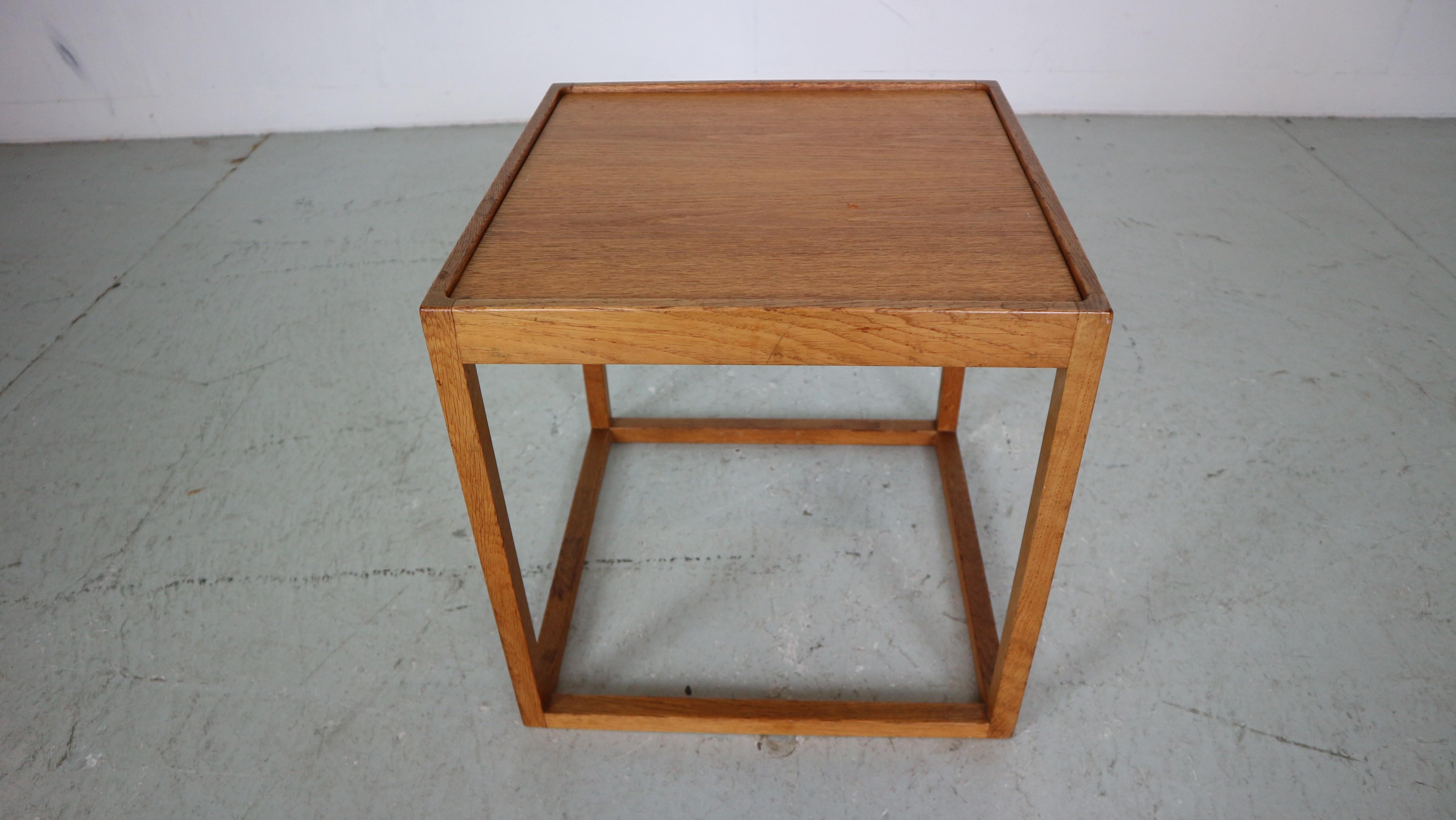 Danish Kurt Østervig Cube Side Table in Oak and Teak by Børge Bak, Denmark, 1950s