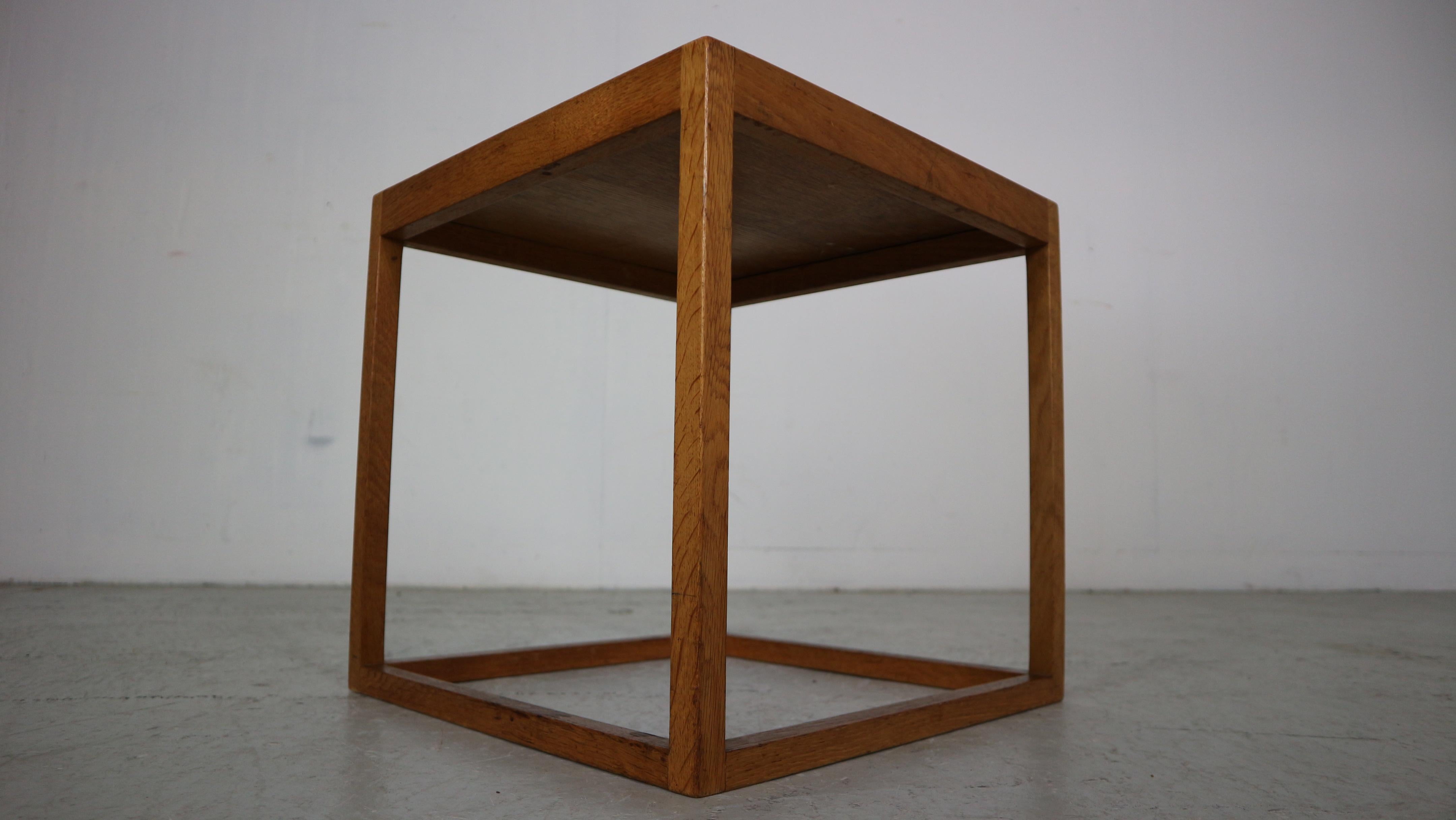 Mid-20th Century Kurt Østervig Cube Side Table in Oak and Teak by Børge Bak, Denmark, 1950s