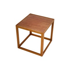 Kurt Østervig Cube Side Table in Oak and Teak by Børge Bak, Denmark, 1950s