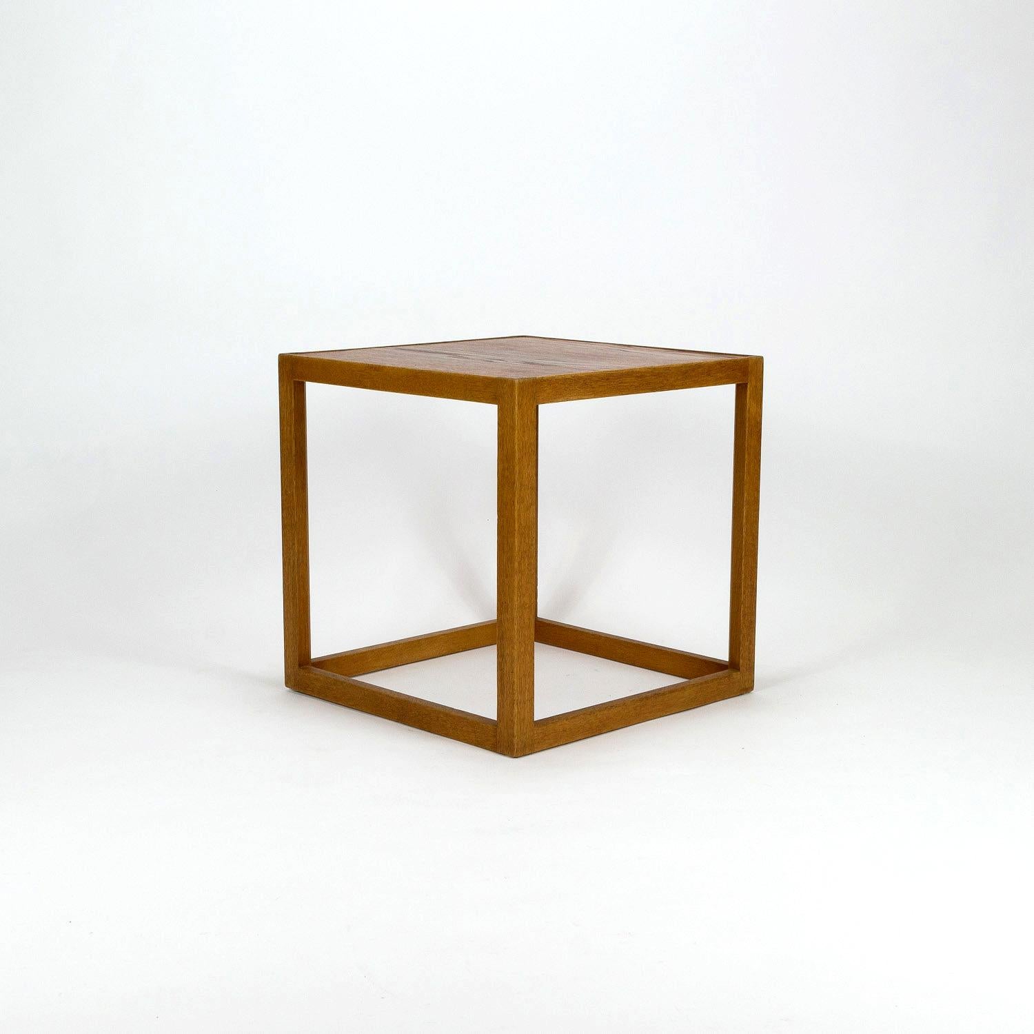 Mid-Century Modern Kurt Østervig Mid Century 'Cube' Side Table in Oak by Børge Bak, Denmark, 1950s