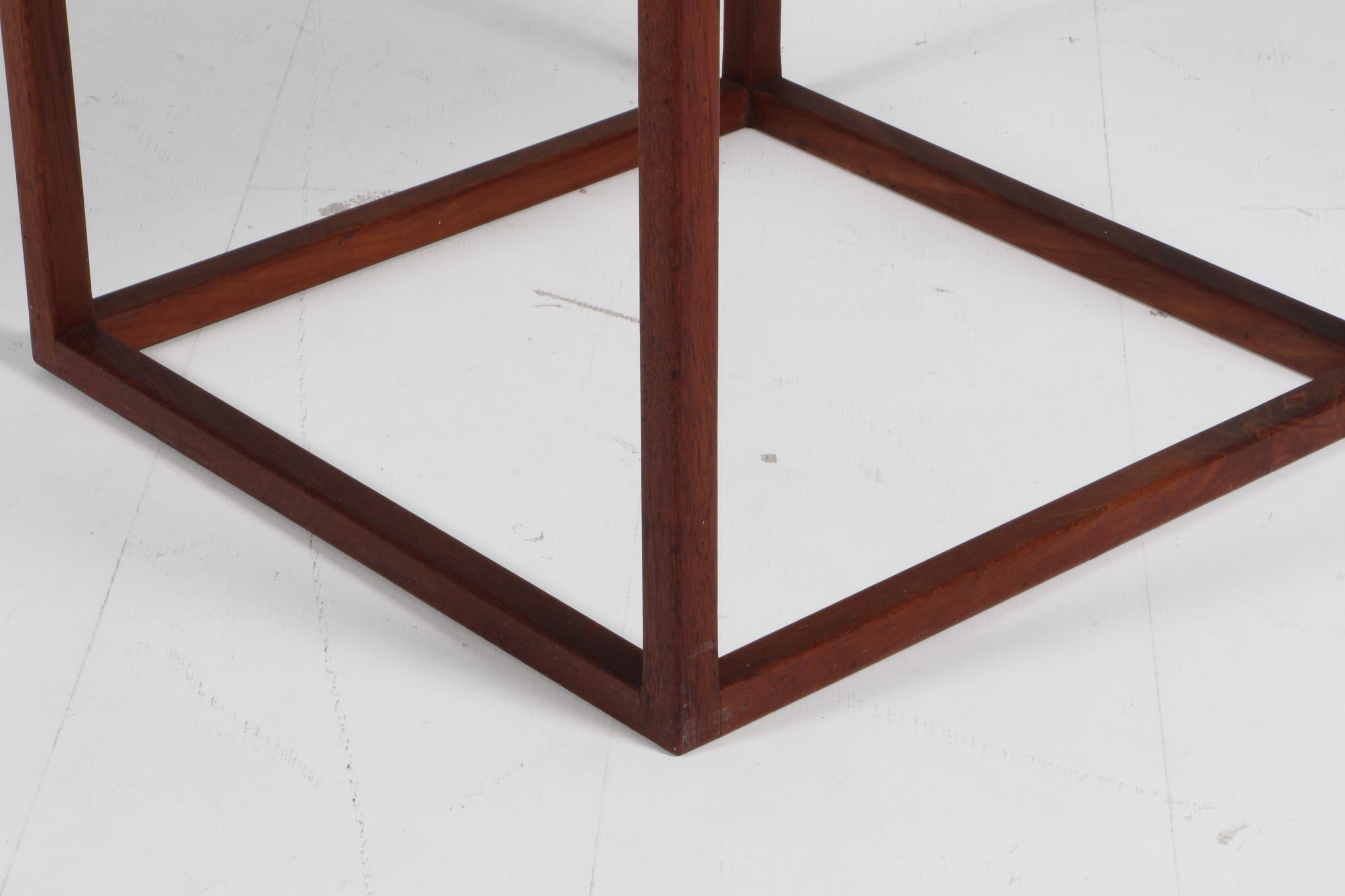 Danish Kurt Østervig cube table in teak and smoked glass For Sale
