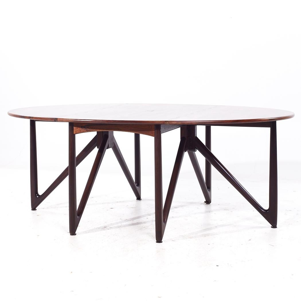 Mid-Century Modern Kurt Østervig for Jason Furniture MCM Danish Rosewood Drop Leaf Dining Table