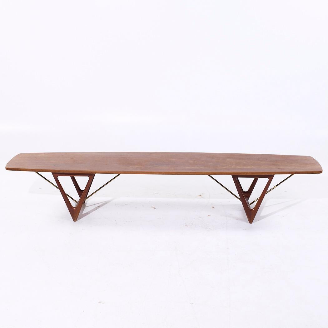 Danois Kurt Østervig for Jason Møbler Mid Century Extra Large Danish Teak Coffee Table (table basse danoise en teck) en vente