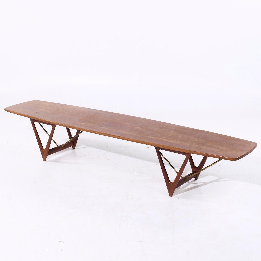 Fin du 20e siècle Kurt Østervig for Jason Møbler Mid Century Extra Large Danish Teak Coffee Table (table basse danoise en teck) en vente