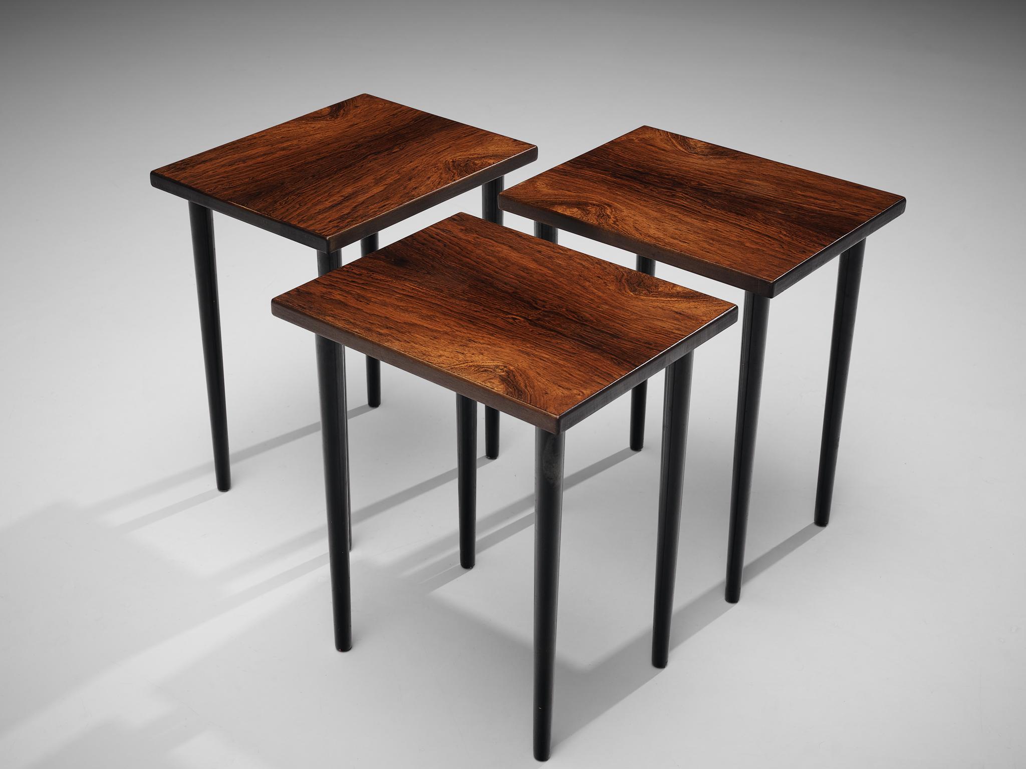 Kurt Østervig for Jason Møbler Rare Set of 4 Side Tables in Rosewood 4