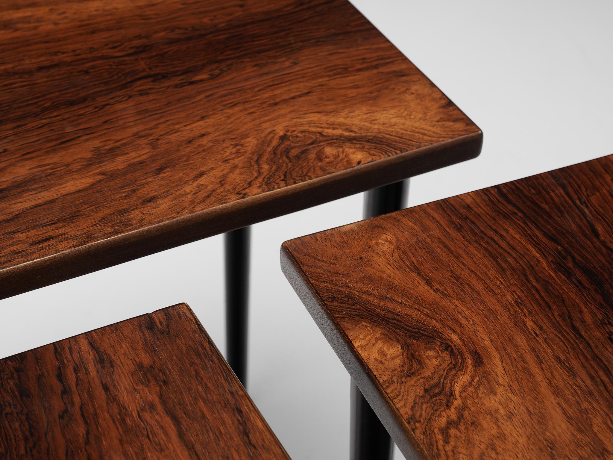 Kurt Østervig for Jason Møbler Rare Set of 4 Side Tables in Rosewood 5