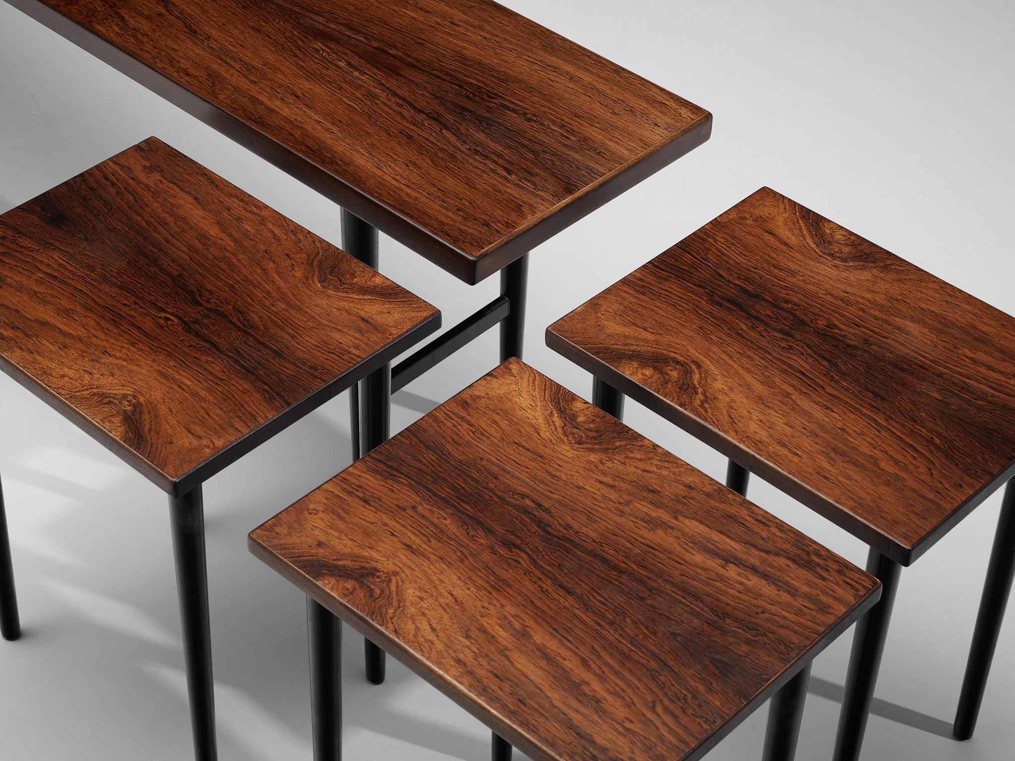 Scandinavian Modern Kurt Østervig for Jason Møbler Rare Set of 4 Side Tables in Rosewood