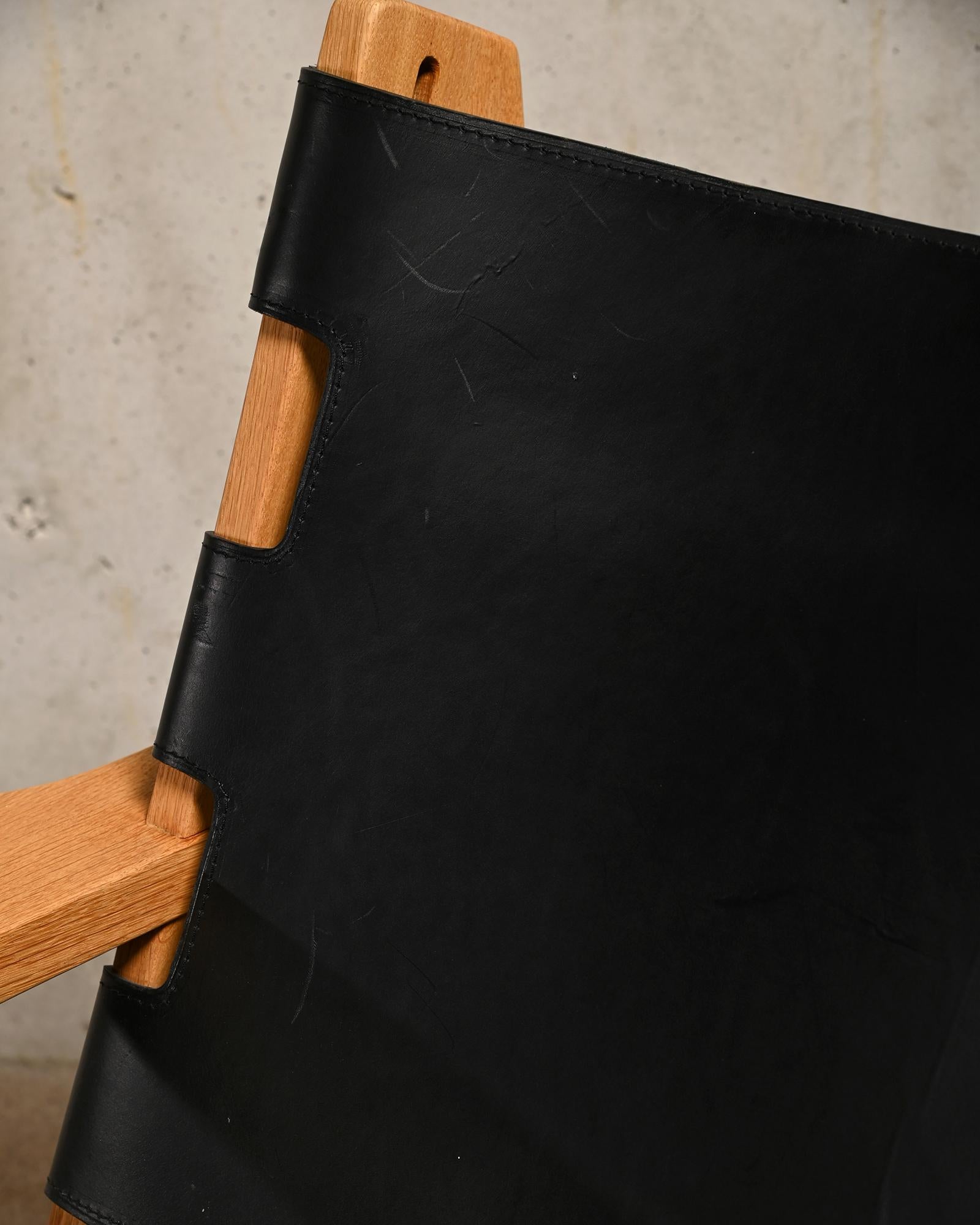 Kurt Østervig Hunter Chair Oak and Black Leather for K.P. Jørgensens Møbelfabrik For Sale 5