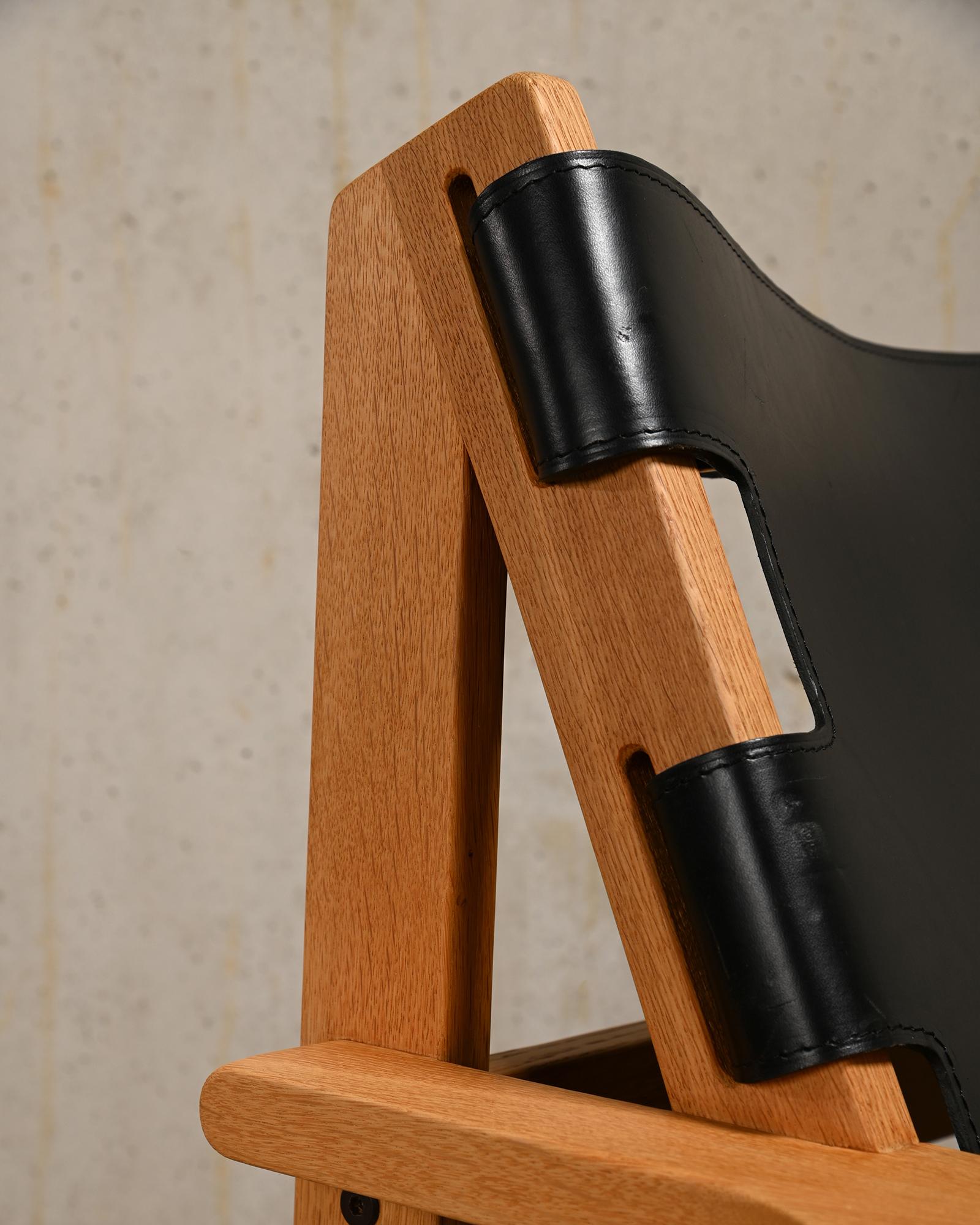 Kurt Østervig Hunter Chair Oak and Black Leather for K.P. Jørgensens Møbelfabrik For Sale 11