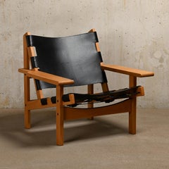Kurt Ostervig Hunting Chair Oak / Black Leather for K.P. Jørgensens Mobelfabrik