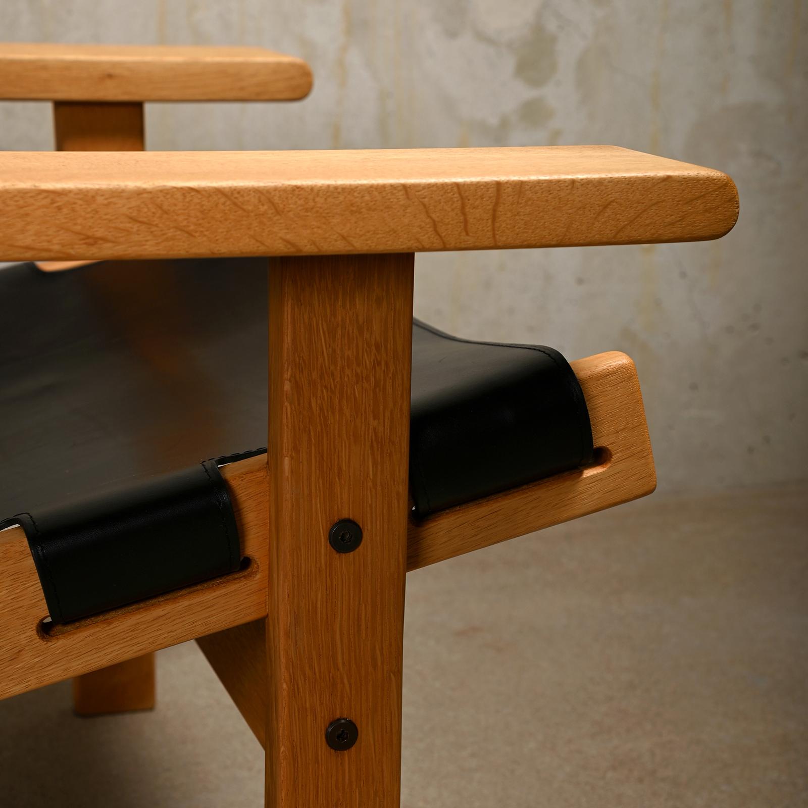 Kurt Østervig Hunter Chair Oak and Black Leather for K.P. Jørgensens Møbelfabrik For Sale 13