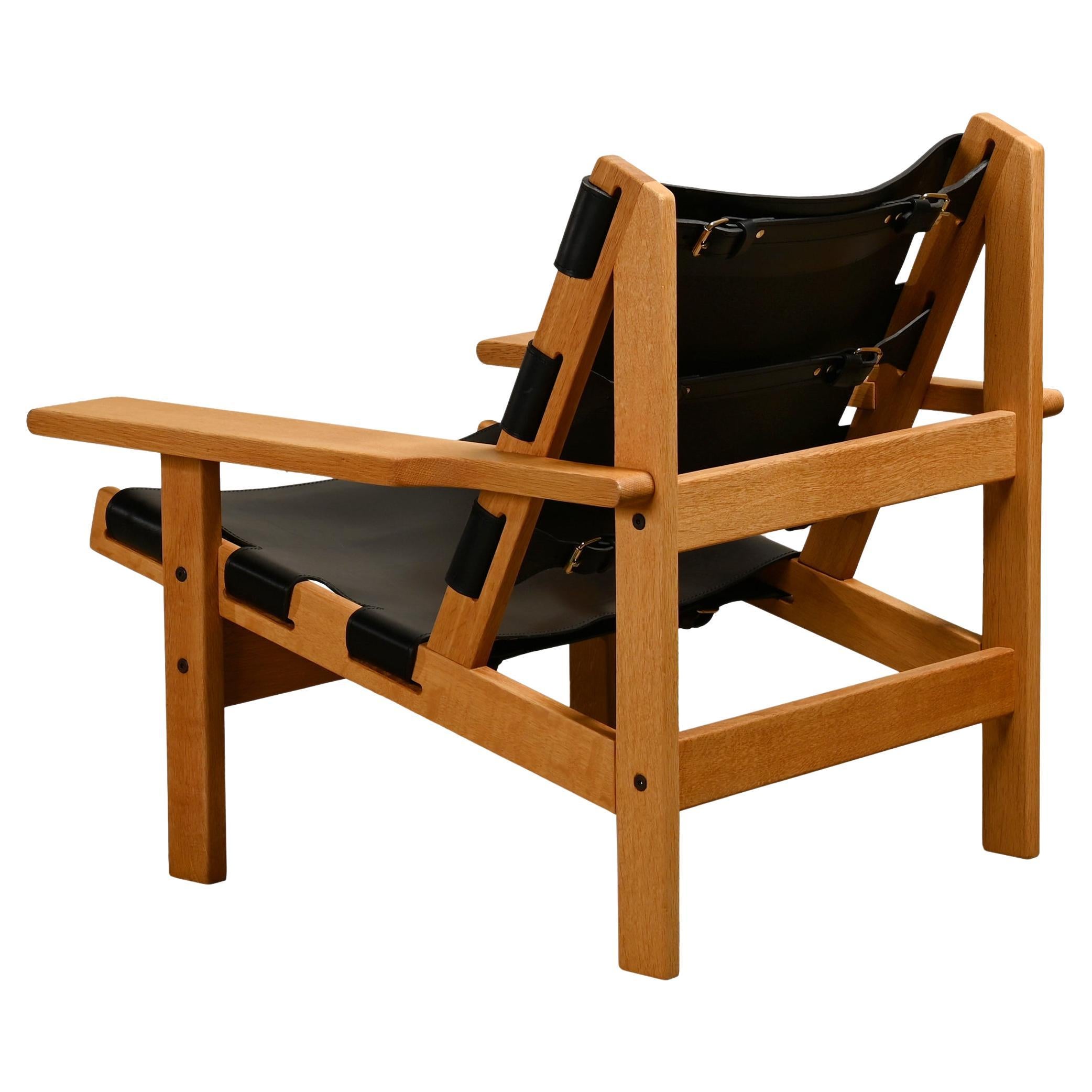 Kurt Østervig Hunter Chair Oak and Black Leather for K.P. Jørgensens Møbelfabrik For Sale