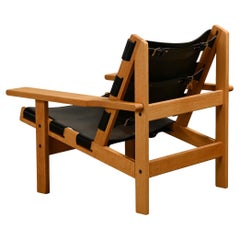 Kurt Østervig Sedia Hunter Oak e pelle nera per K.K. Jørgensens Møbelfabrik