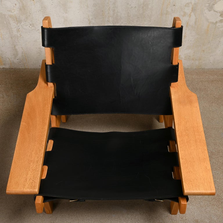 Kurt Østervig Hunting Chair in Black Leather for K. P. Jørgensens Møbelfabrik For Sale 4