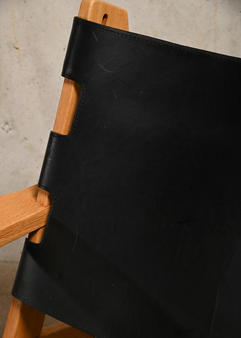 Kurt Østervig Hunting Chair in Black Leather for K. P. Jørgensens Møbelfabrik For Sale 5